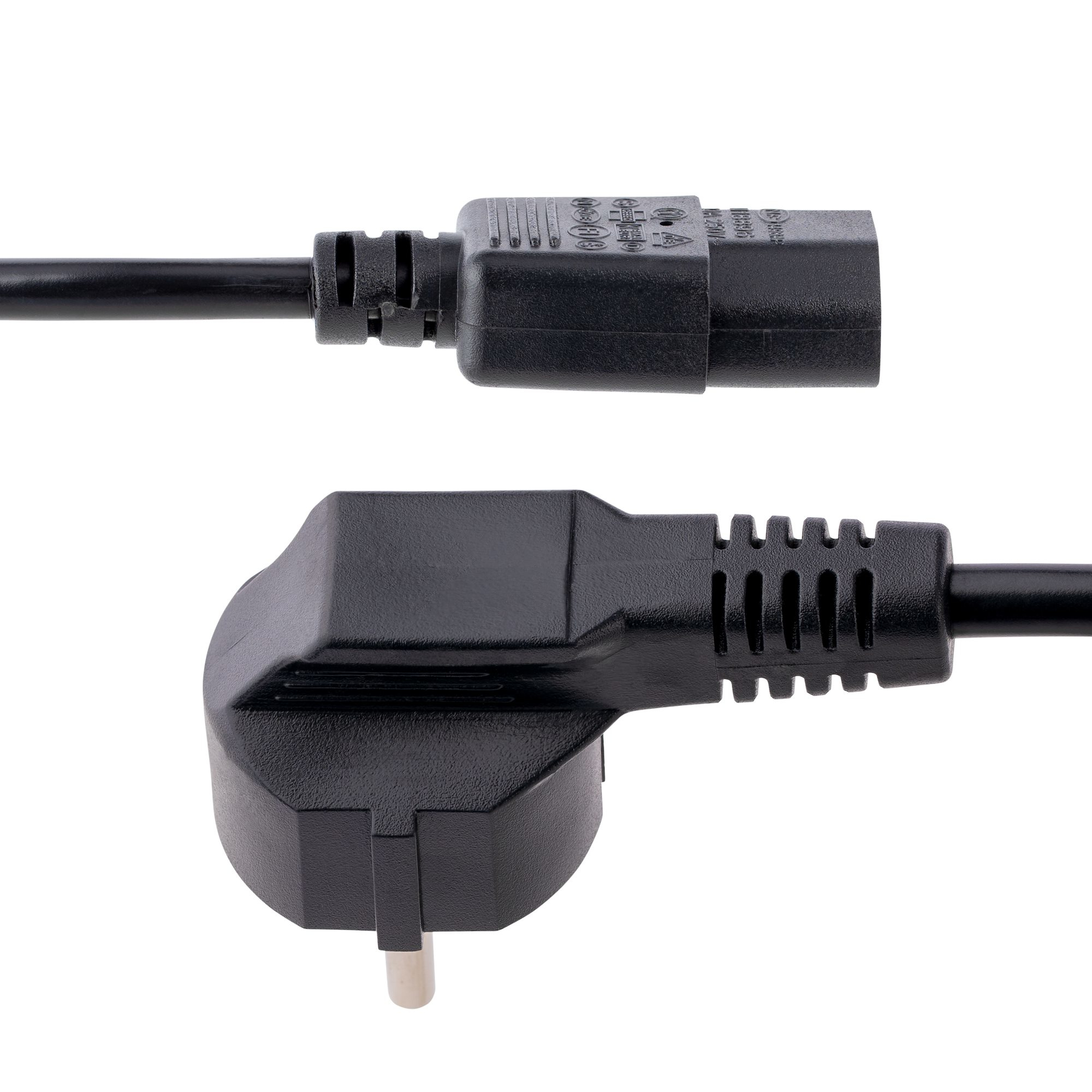 StarTech.com 1m Stroomkabel, 18AWG, EU Schuko naar C13 Voedingskabel, 250V 10A, Zwart, AC Vervangkabel, TV/Monitor Stroomkabel, Schuko CEE 7/7 naar IEC 60320 C13 Voedingskabel, PC Electriciteitssnoer - Afbeelding 4