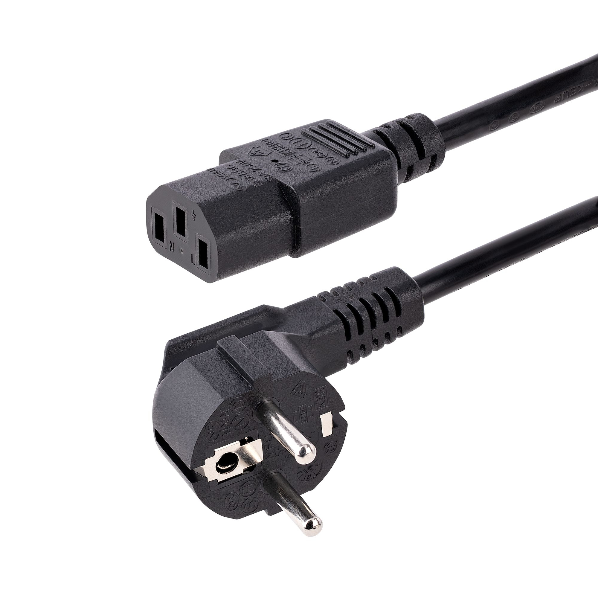 StarTech.com 1m Stroomkabel, 18AWG, EU Schuko naar C13 Voedingskabel, 250V 10A, Zwart, AC Vervangkabel, TV/Monitor Stroomkabel, Schuko CEE 7/7 naar IEC 60320 C13 Voedingskabel, PC Electriciteitssnoer - Afbeelding 2