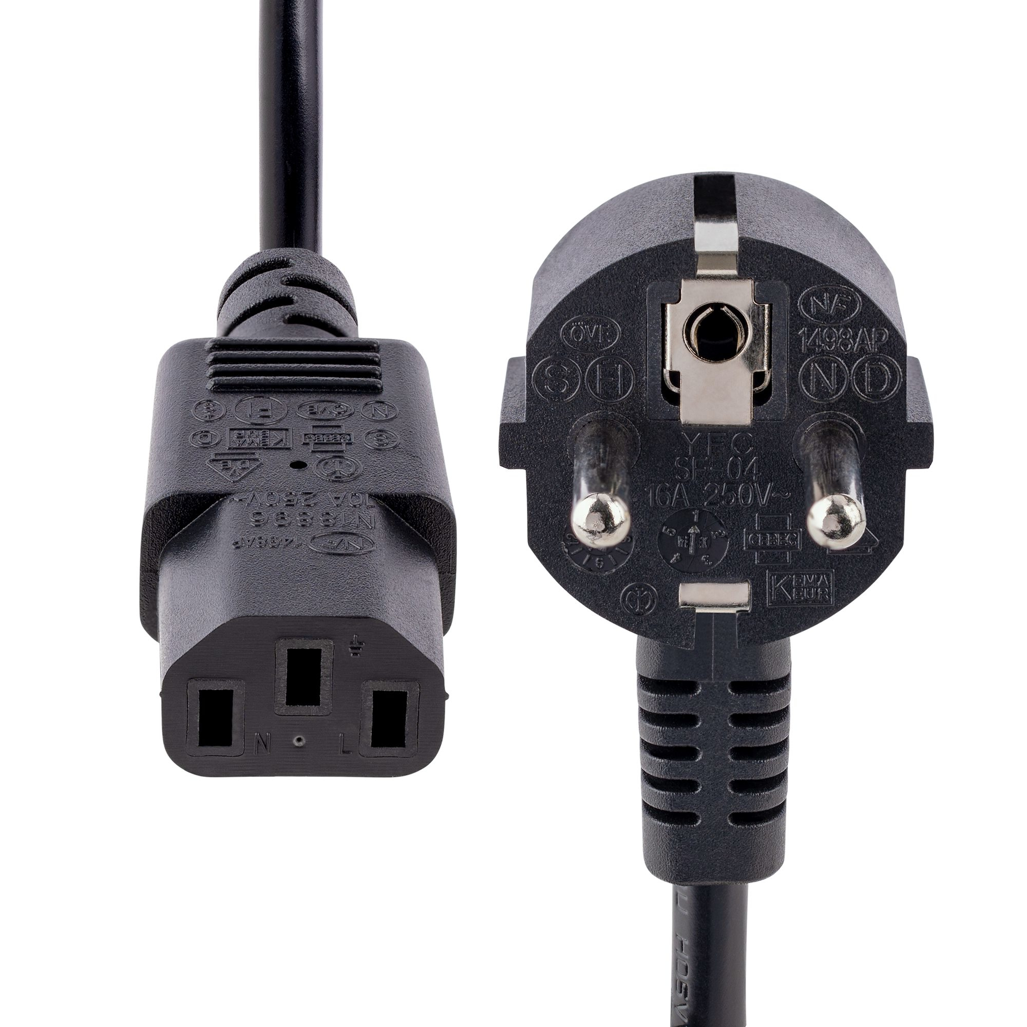 StarTech.com 1m Stroomkabel, 18AWG, EU Schuko naar C13 Voedingskabel, 250V 10A, Zwart, AC Vervangkabel, TV/Monitor Stroomkabel, Schuko CEE 7/7 naar IEC 60320 C13 Voedingskabel, PC Electriciteitssnoer - Afbeelding 5
