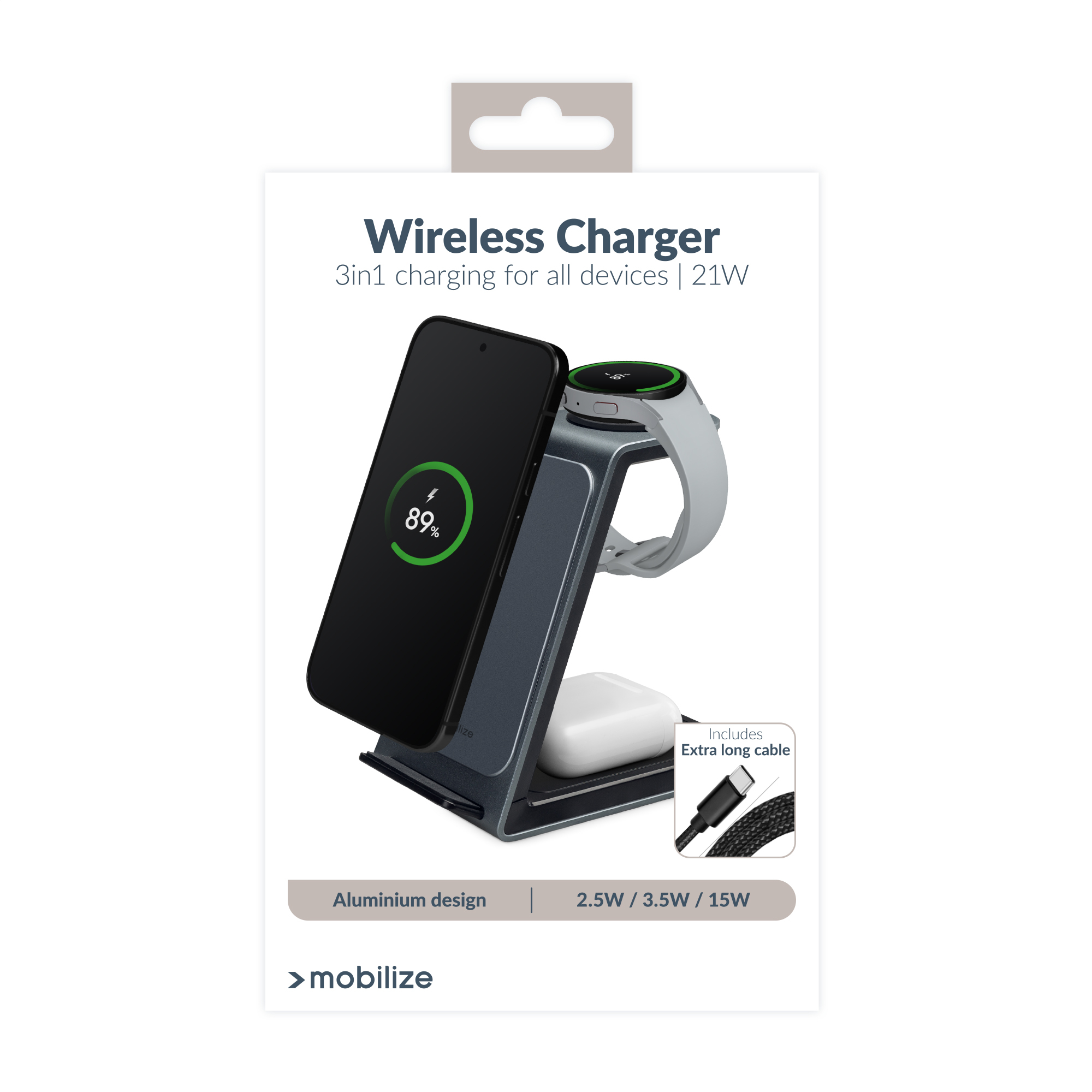 Mobilize 3in1 Aluminium Wireless Charger Station 15W - Afbeelding 8