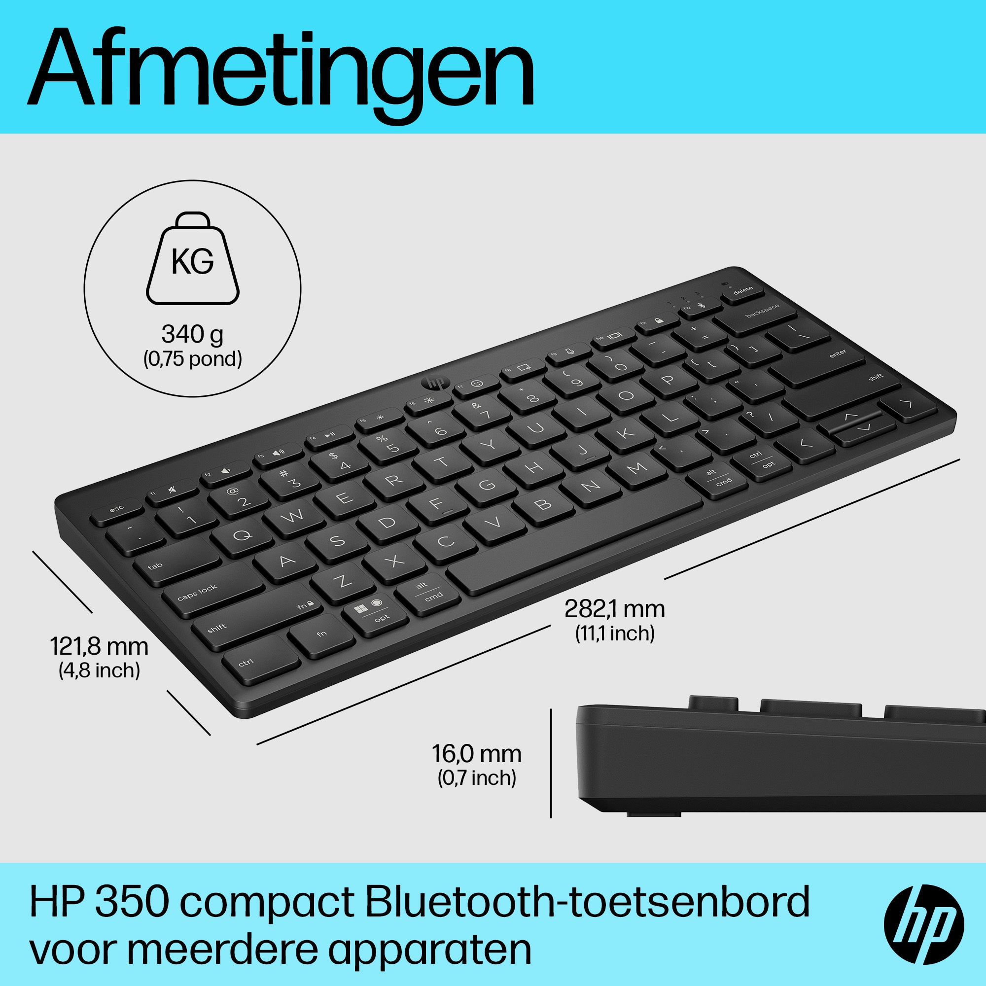 HP 350 Compact Multi-Device Bluetooth Keyboard - Afbeelding 6