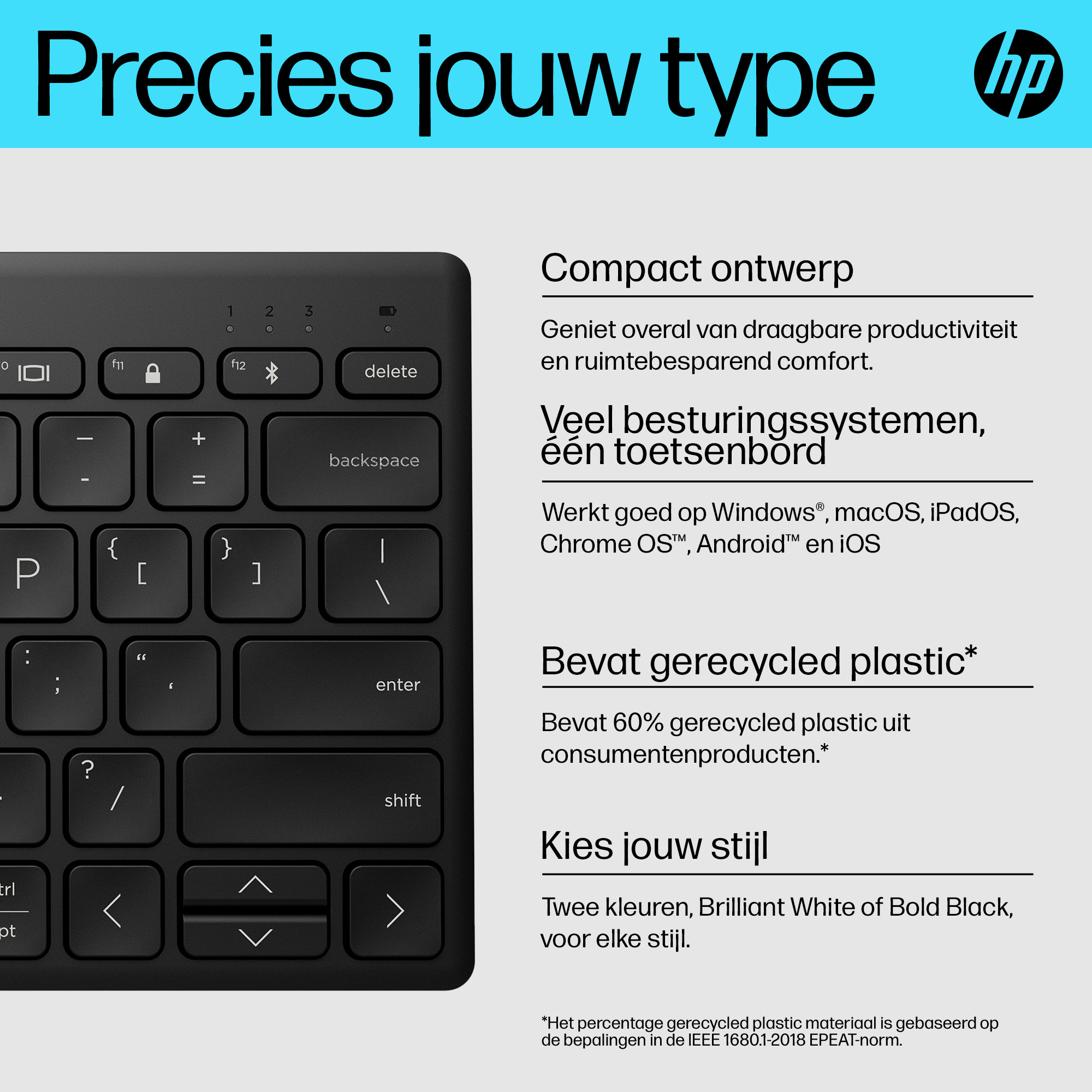 HP 350 Compact Multi-Device Bluetooth Keyboard - Afbeelding 7
