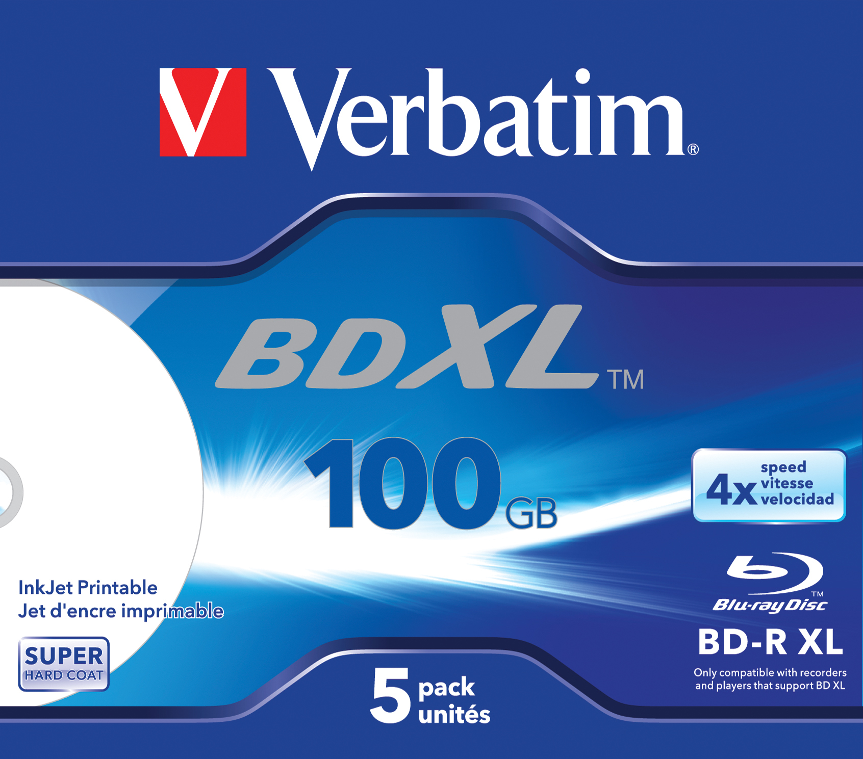 Verbatim BD-R XL 100 GB* 4x Wide Inkjet Printable Jewel Case per 5 verpakt - Afbeelding 2