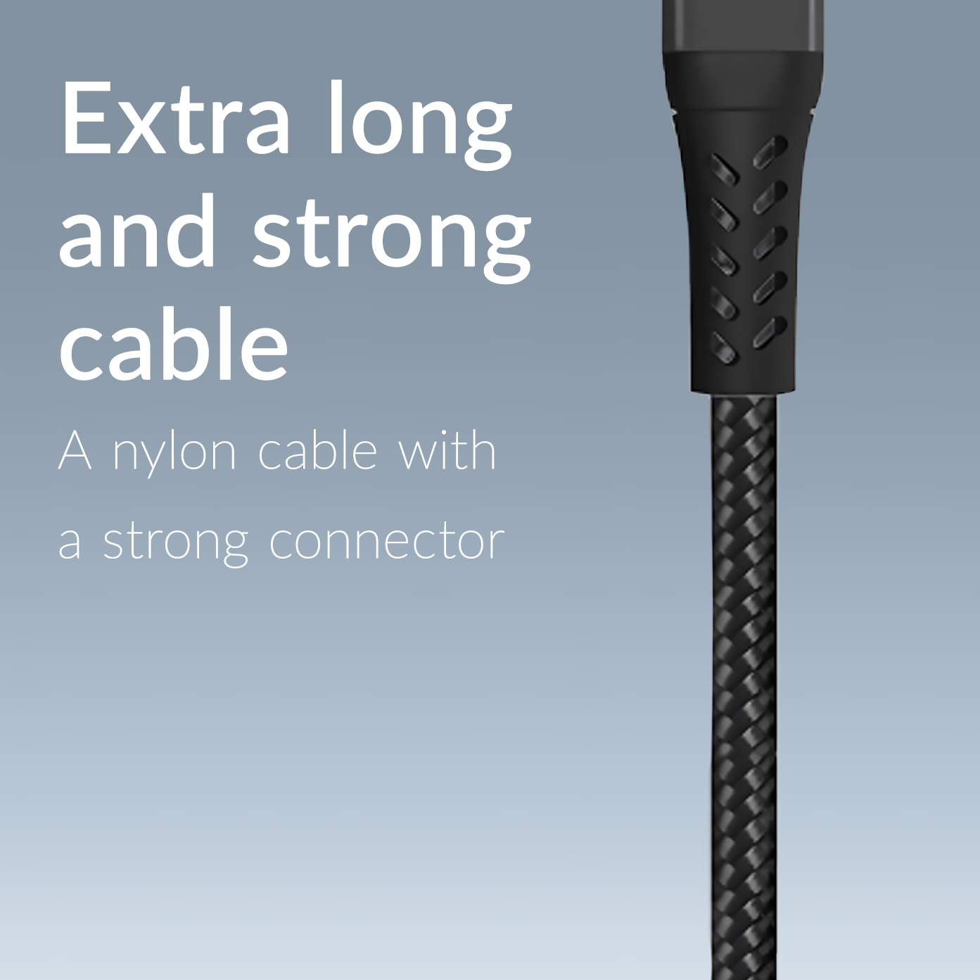 Mobilize Strong Nylon Cable USB to USB-C 2m. 15W Black - Afbeelding 4