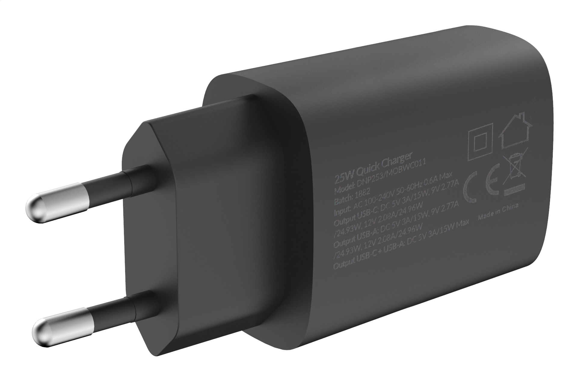 Mobilize Wall Charger USB-C + USB 25W with PD/PPS Black - Afbeelding 2
