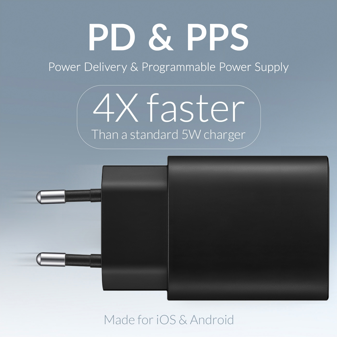 Mobilize Wall Charger USB-C + USB 25W with PD/PPS Black - Afbeelding 4