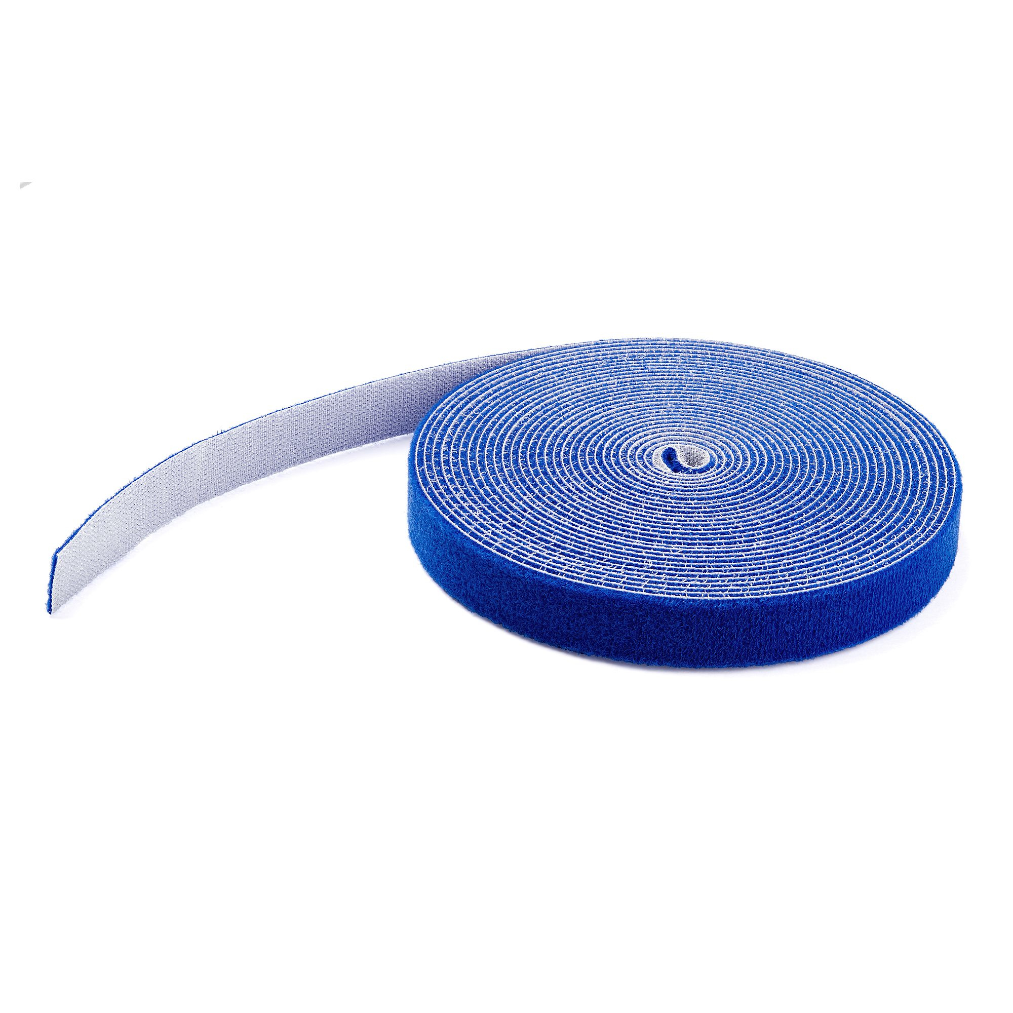 StarTech.com 7,6m Bulk Rol Klittenband - Op Maat te Knippen Herbruikbare Kabelbinders - Industriële Klitband Tape - Zelfklevende Klittenband Tyrap Strips - Blauw - Afbeelding 2