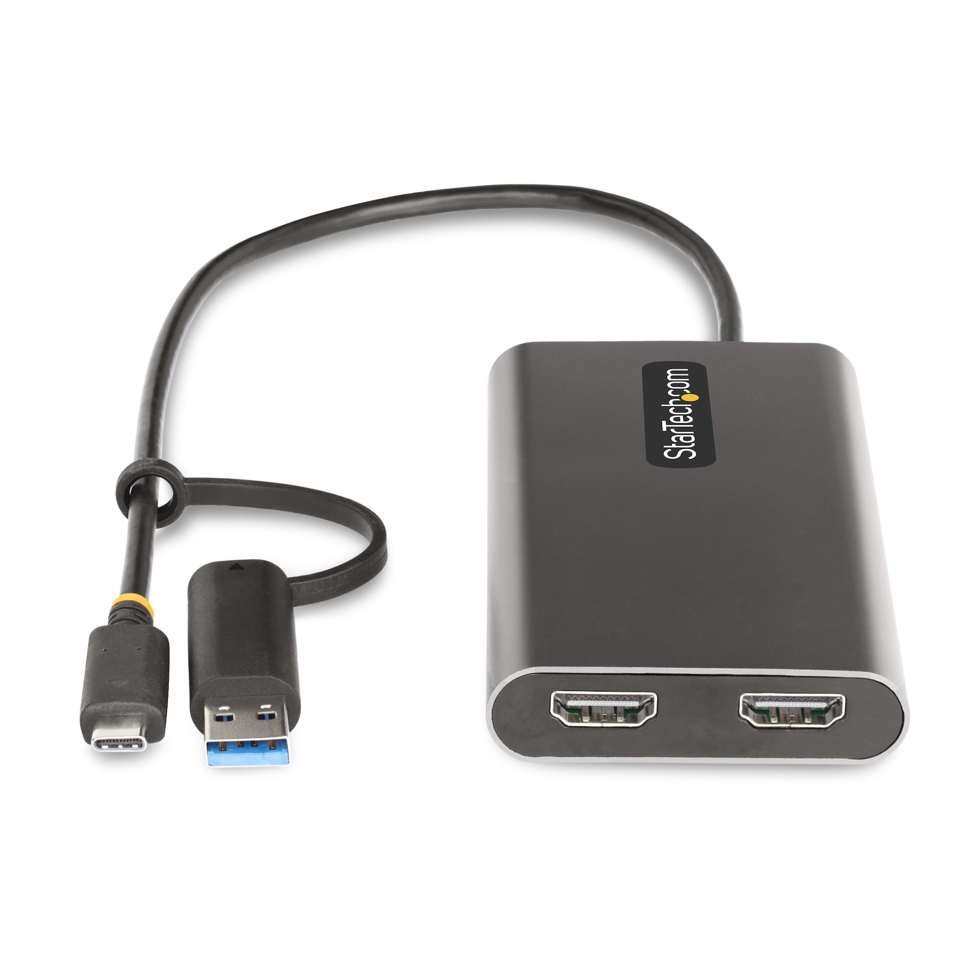 StarTech.com USB-C naar Dual-HDMI Adapter, USB-C of A naar 2x HDMI, 4K 60Hz, 100W Power Delivery Pass-Through, 30cm Ingebouwde Kabel, USB naar HDMI Multi-Monitor Converter voor Laptop - Afbeelding 4