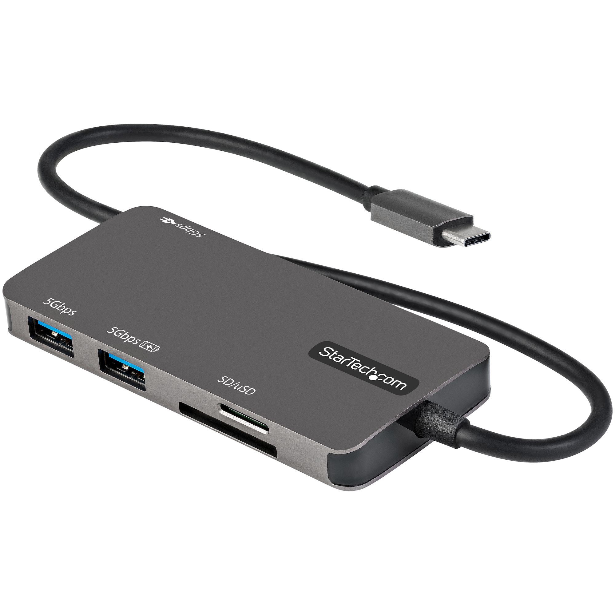 StarTech.com USB C Multiport Adapter - USB-C naar 4K HDMI, 100W Power Delivery Pass-through, SD/MicroSD Slot, 3-Port USB 3.0 Hub - USB Type-C Mini Dock - Lange (30cm) Kabel - Afbeelding 2