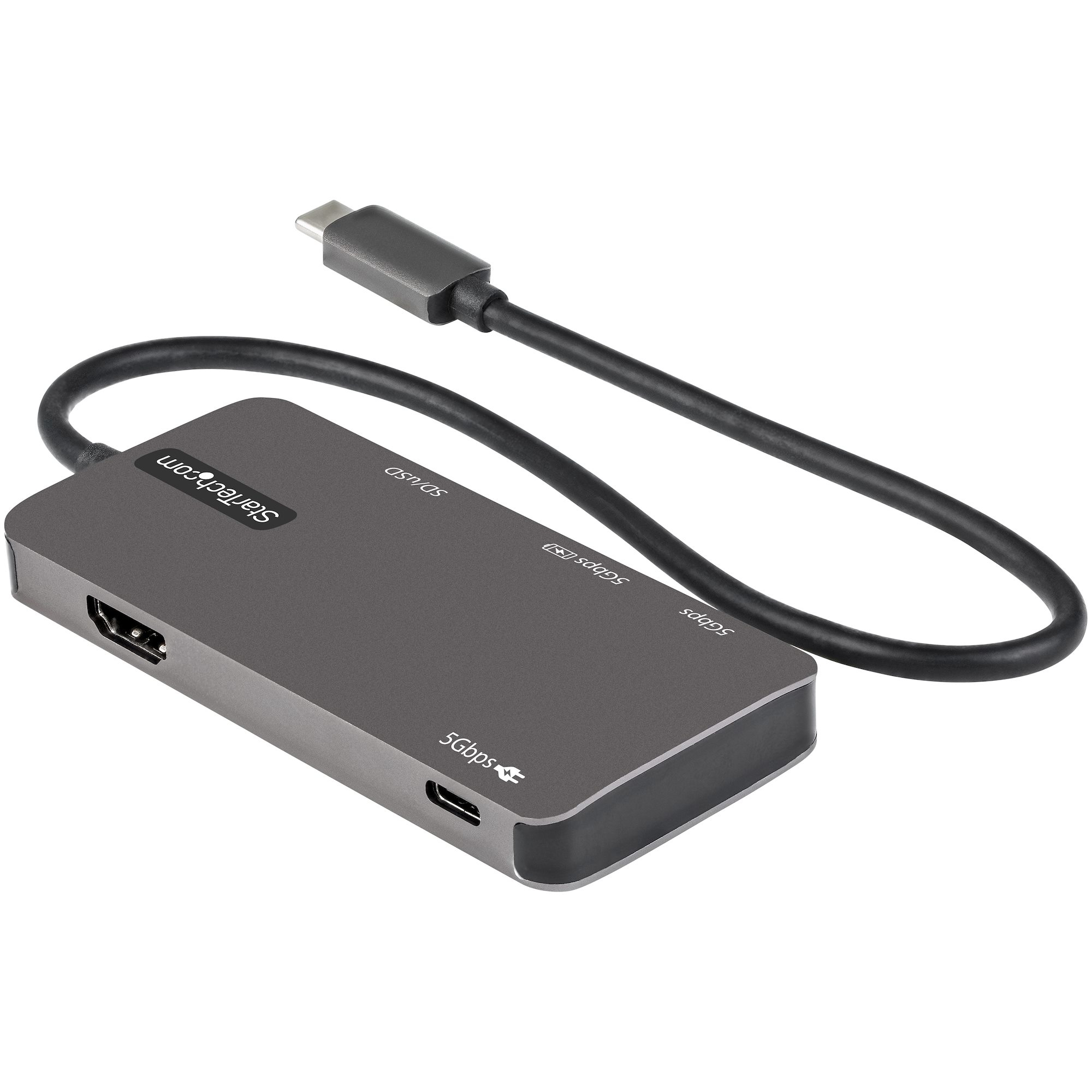 StarTech.com USB C Multiport Adapter - USB-C naar 4K HDMI, 100W Power Delivery Pass-through, SD/MicroSD Slot, 3-Port USB 3.0 Hub - USB Type-C Mini Dock - Lange (30cm) Kabel - Afbeelding 3