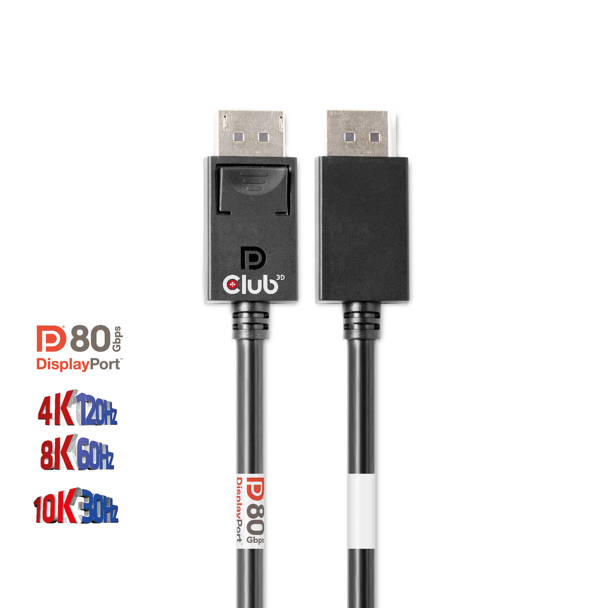 CLUB3D DisplayPort 2.1 Bi-Directional VESA DP80 Gecertificeerde kabel 4K240Hz, 8K60Hz or 10K30Hz M/M 1.2m/3.94ft - Afbeelding 7