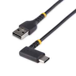 StarTech.com 30cm USB-A naar USB-C Laadkabel, Robuuste Haakse Fast Charge & Sync Kabel, 3A, USB 2.0, TPE Mantel en Aramidevezels - Zwarte USB Oplaadkabel - Afbeelding 2