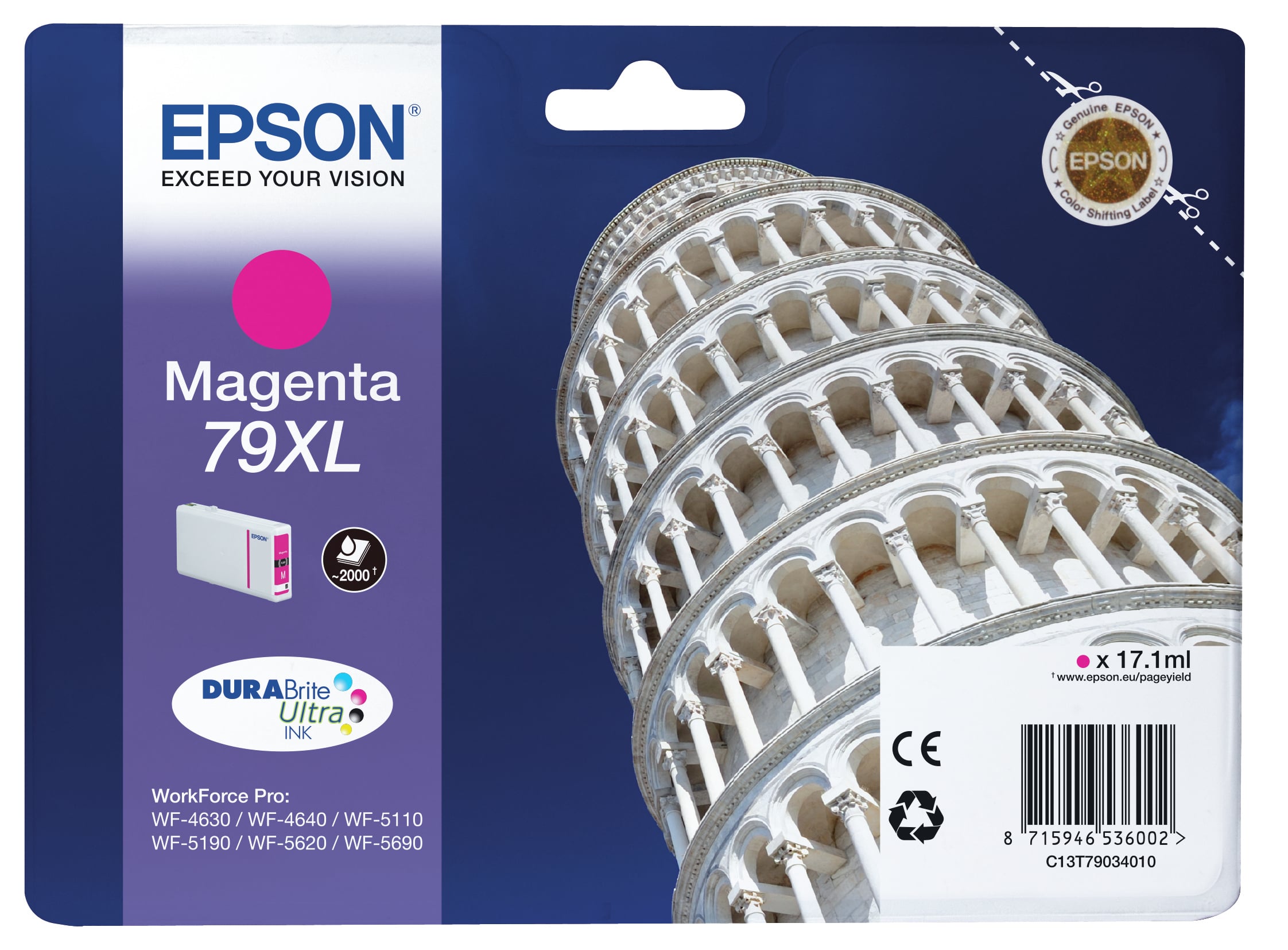 Epson Tower of Pisa Singlepack Magenta 79XL DURABrite Ultra Ink - Afbeelding 2