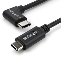 StarTech.com 1m USB-C Laadkabel, Haakse Charge & Sync Type C Laptop Laadkabel, 60W (3A) PD, USB 2.0 - Zwarte USB-C Oplaadkabel - Afbeelding 2