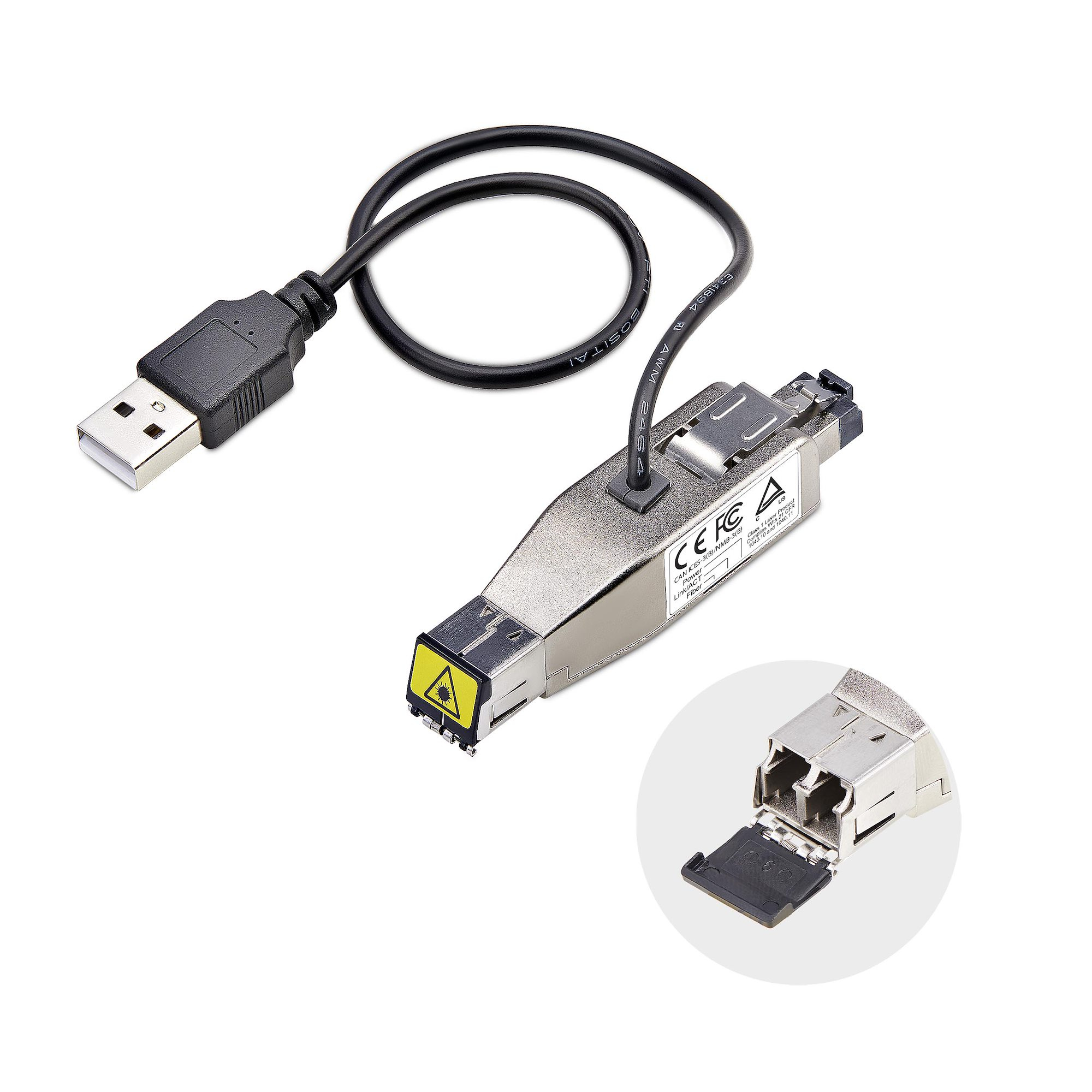 StarTech.com Gigabit Glasvezel naar RJ45 Ethernet Media Converter Dongle, Optisch Singlemode 10km/Multimode 800m, USB Voeding, Compact Ontwerp, Stalen Behuizing, Micro Mini, TAA