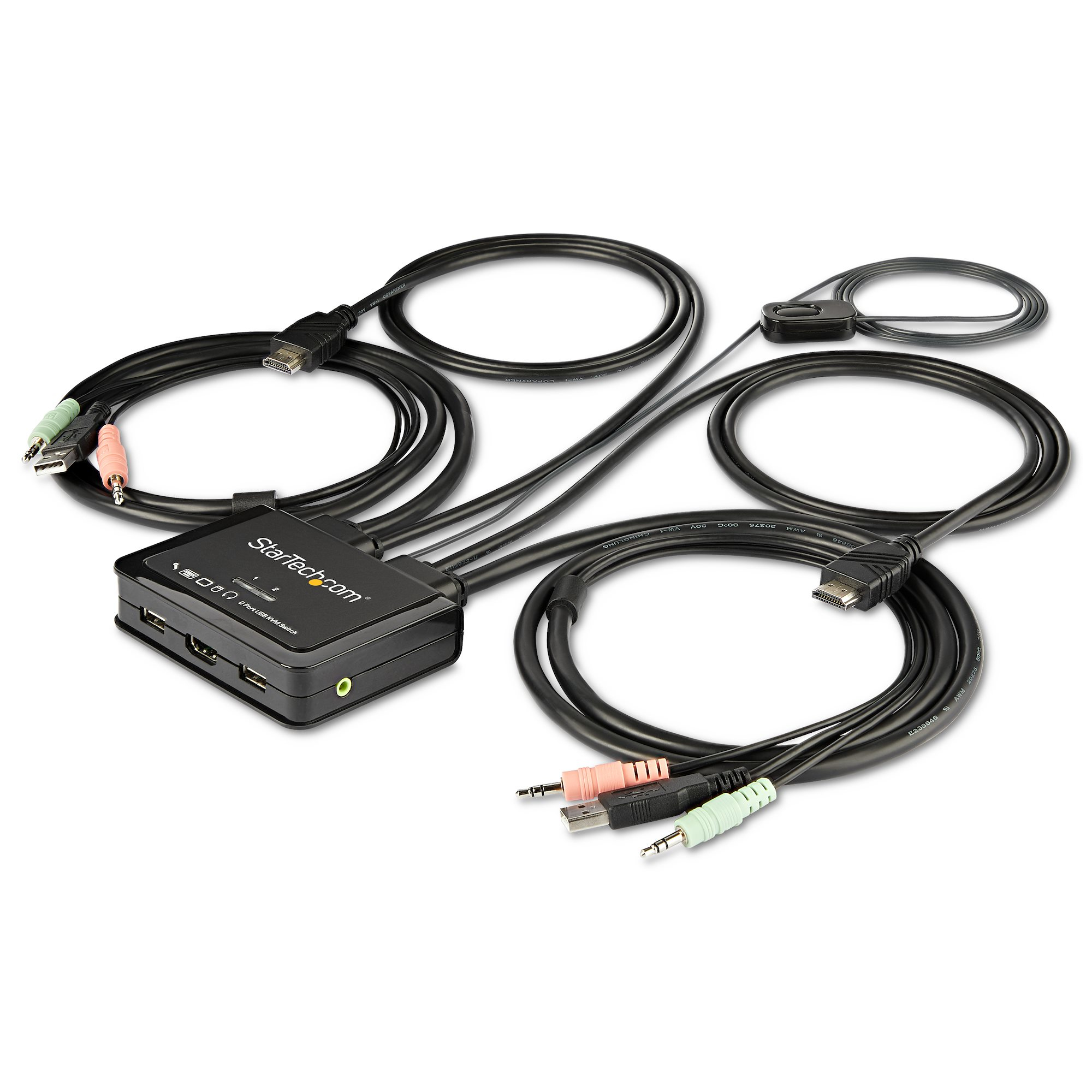 StarTech.com 2-poorts HDMI KVM switch met geïntegreerde kabels USB 4K 60Hz - Afbeelding 2
