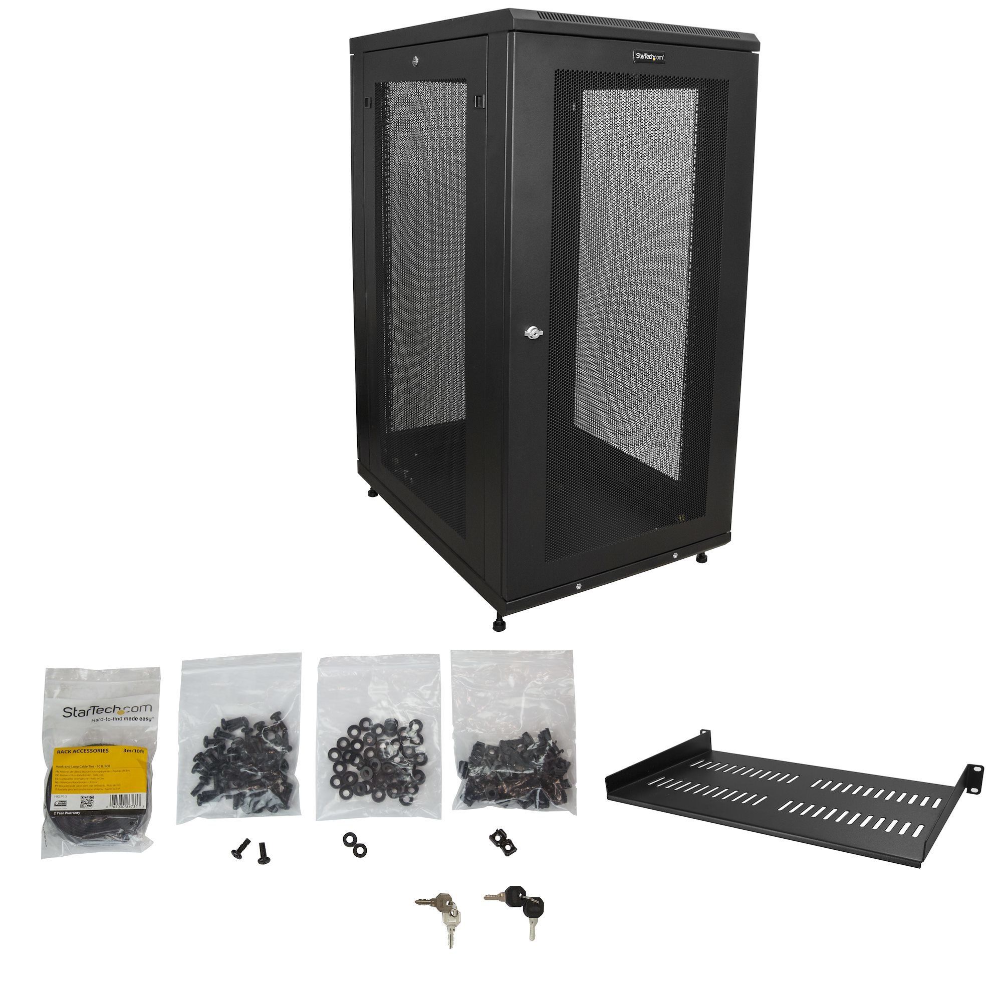 StarTech.com 4 Post 24U Netwerkkast, Vergrendelbare 19" Patchkast voor Computer / AV / IT / Data Apparatuur, Server Rack voor Bureau/Thuis met Wielen & Verstelbare Montagerails - Afbeelding 8