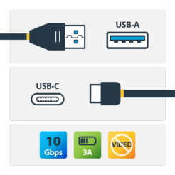 StarTech.com 50cm USB-A naar USB-C Laadkabel, USB 10Gbps, Charge & Sync, 3A - Zwarte USB Oplaadkabel - Afbeelding 3