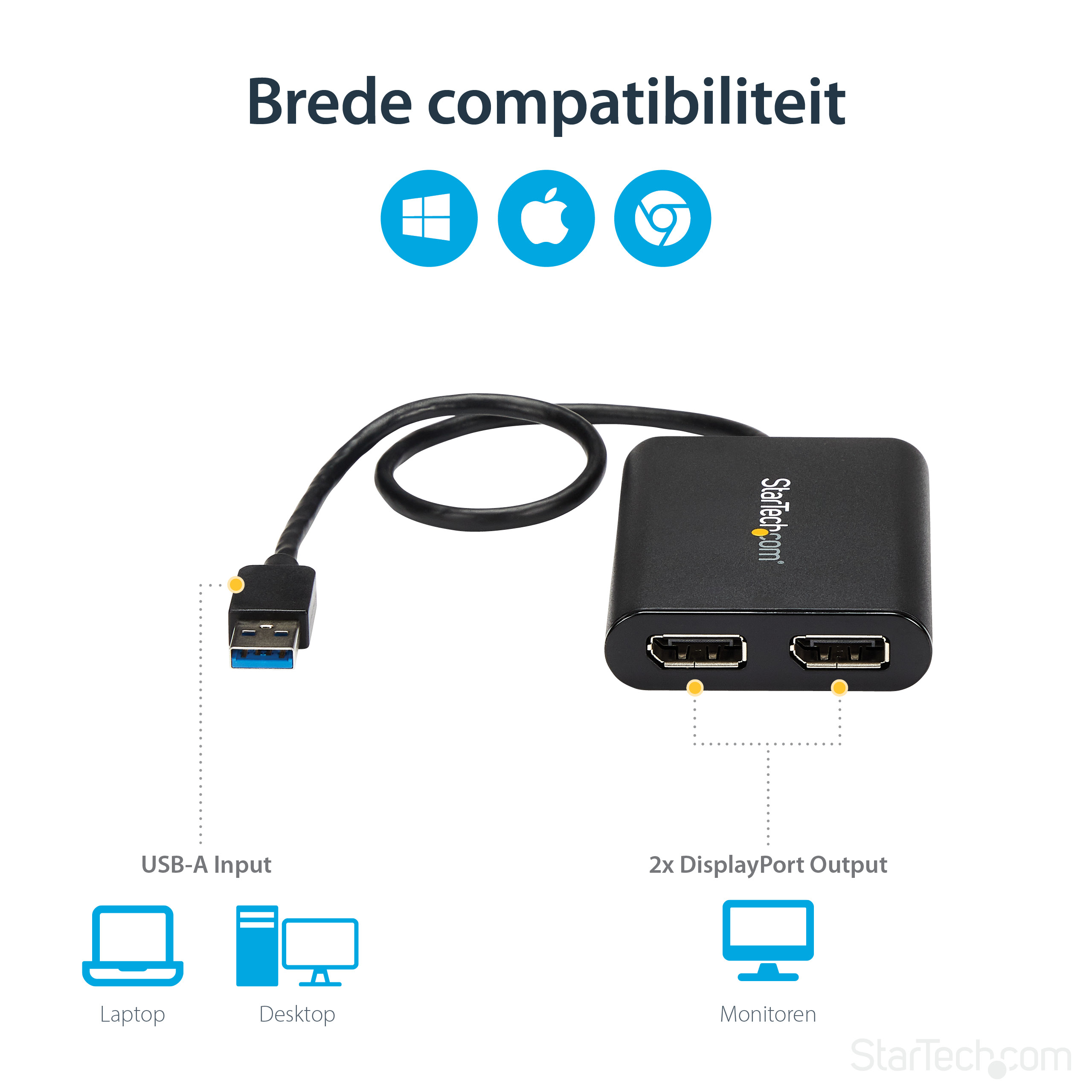 StarTech.com USB-naar-Dual DisplayPort-adapter - 4K 60Hz - USB 3.0 (5 Gbps) - Afbeelding 12