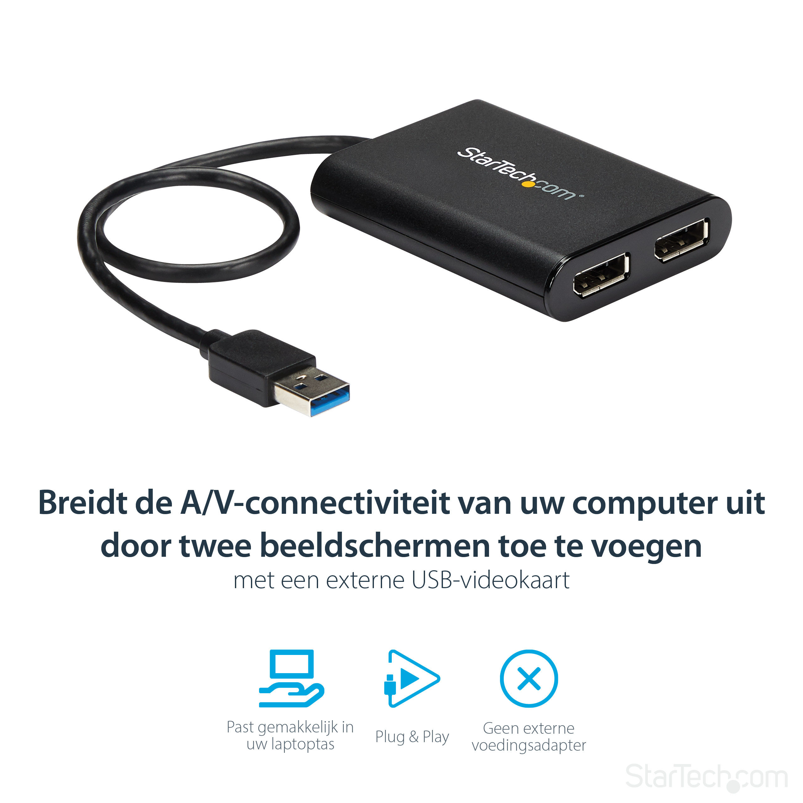 StarTech.com USB-naar-Dual DisplayPort-adapter - 4K 60Hz - USB 3.0 (5 Gbps) - Afbeelding 10