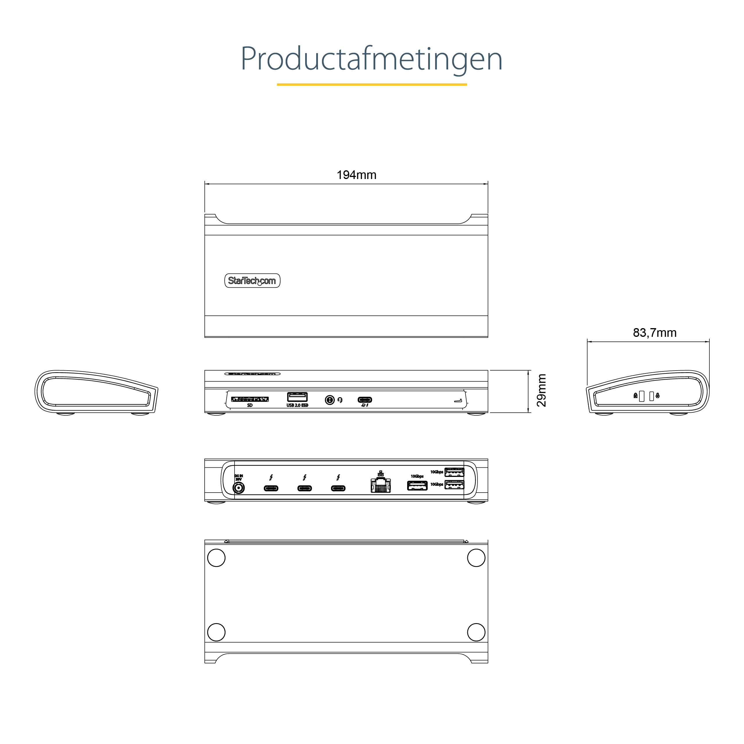 StarTech.com Thunderbolt 4 Dock, 96W Power Delivery, Single 8K/Dual Monitor 4K 60Hz, 3xTB4/USB4 ports, 4xUSB-A, SD, GbE, Thunderbolt 4 Docking Station voor Windows of TB3 MacBook, 0.8m Kabel - Afbeelding 13
