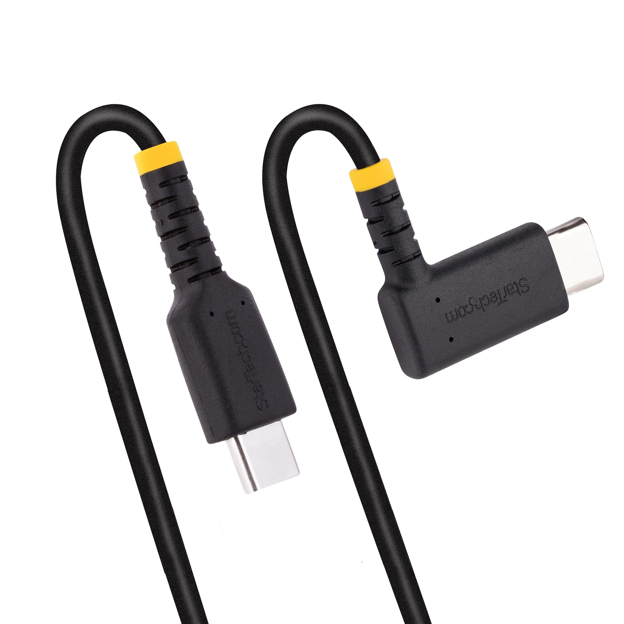 StarTech.com 30cm USB-C Laadkabel, Robuuste Haakse Fast Charge & Sync Type C Kabel, 60W (3A) PD, USB 2.0, TPE Mantel en Aramidevezels - Zwarte USB Oplaadkabel - Afbeelding 7