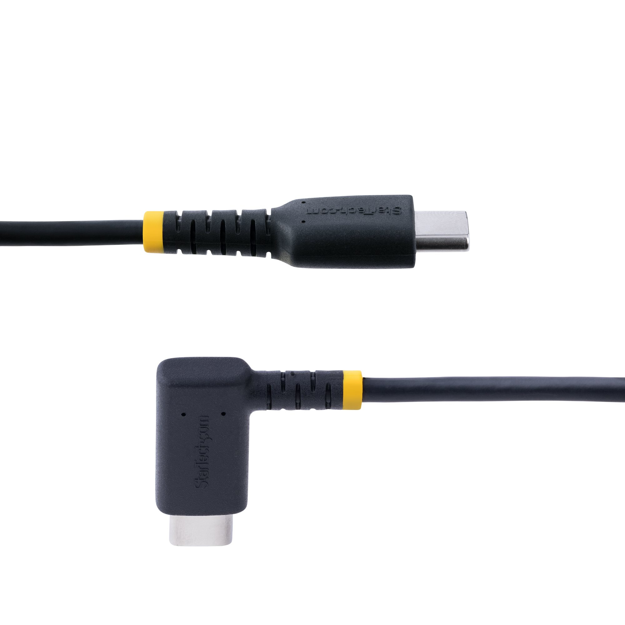 StarTech.com 30cm USB-C Laadkabel, Robuuste Haakse Fast Charge & Sync Type C Kabel, 60W (3A) PD, USB 2.0, TPE Mantel en Aramidevezels - Zwarte USB Oplaadkabel - Afbeelding 5
