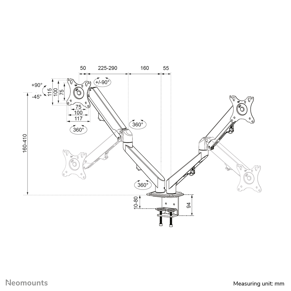 Neomounts DS70-700BL2 Monitorarm 17-27" - gasveer - Afbeelding 14