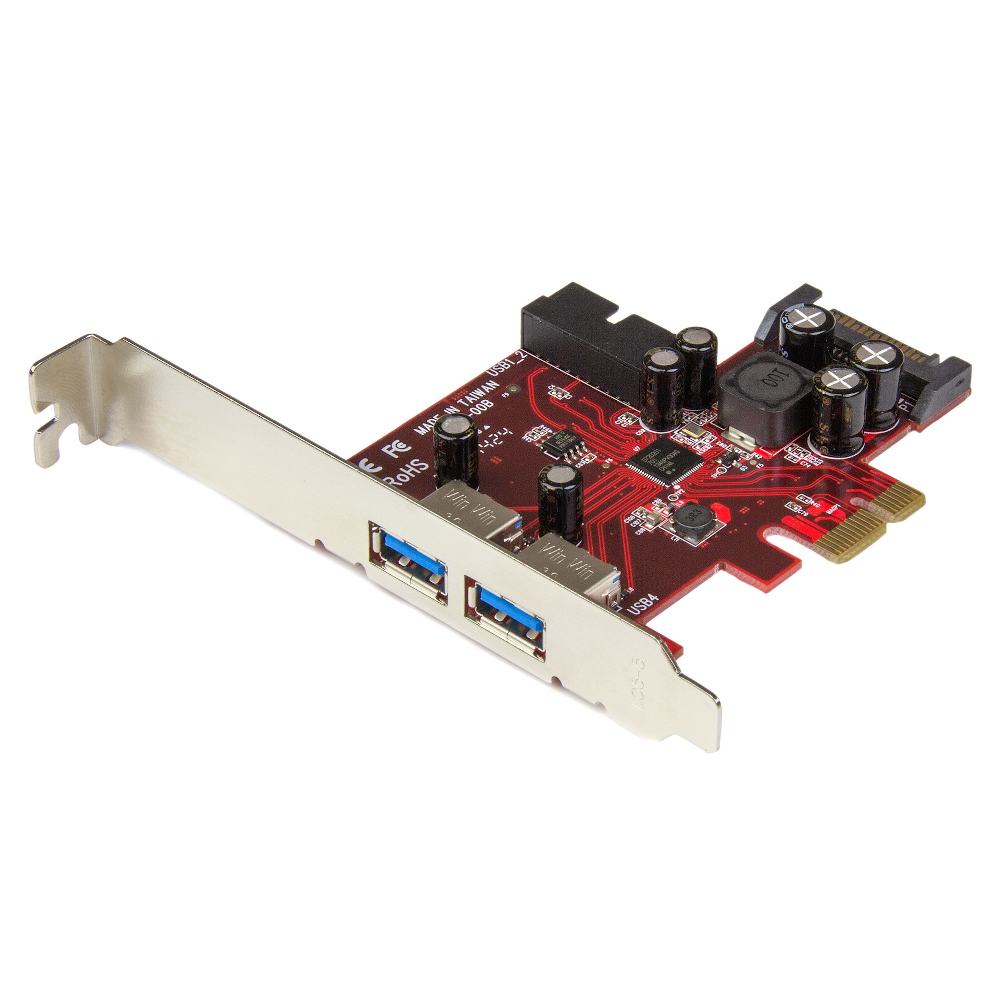StarTech.com 4-poorts PCI Express USB 3.0 kaart 2 extern, 2 intern SATA-voeding - Afbeelding 2