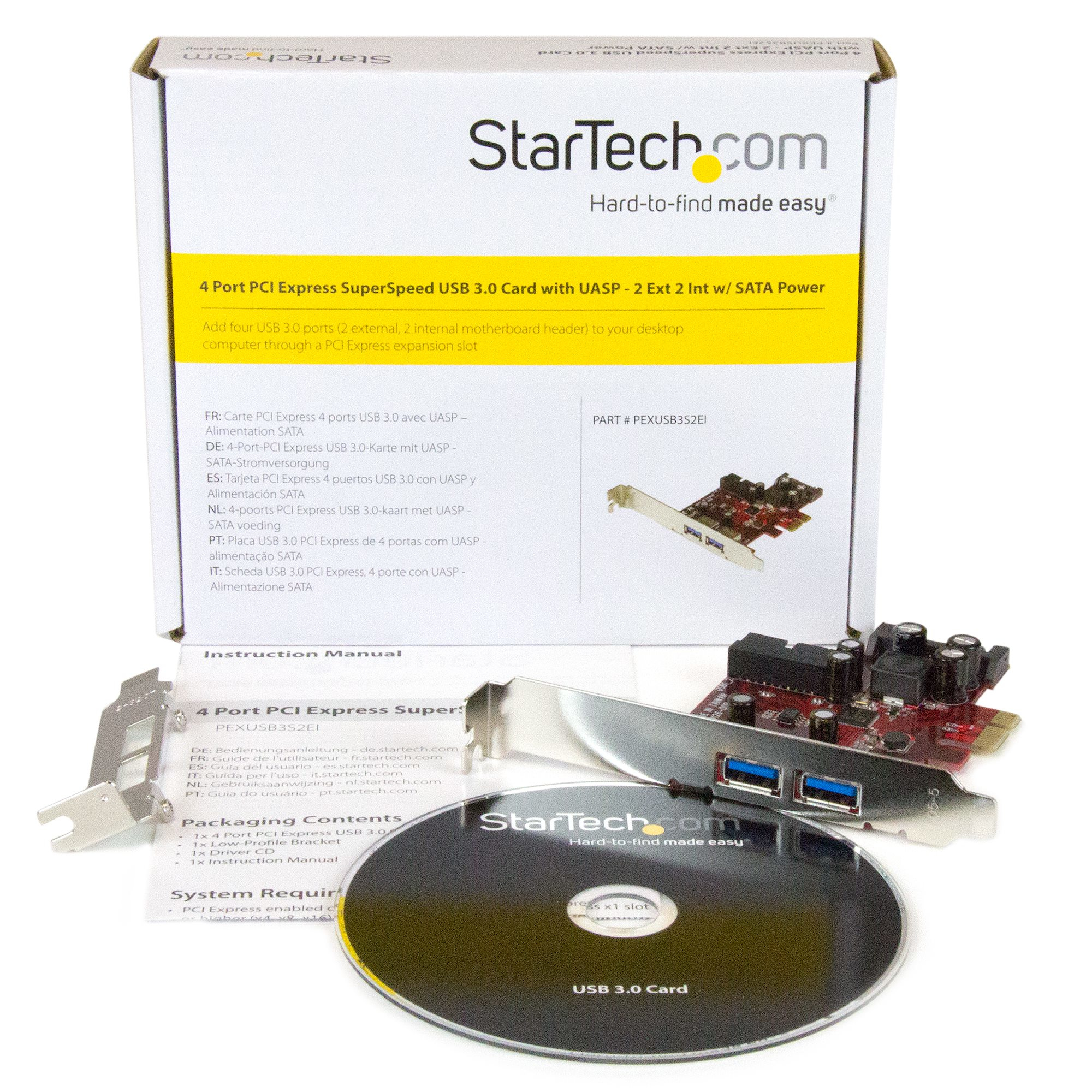 StarTech.com 4-poorts PCI Express USB 3.0 kaart 2 extern, 2 intern SATA-voeding - Afbeelding 6