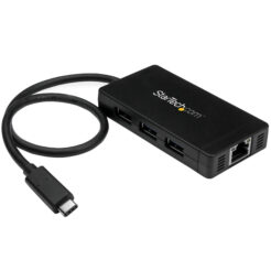 StarTech.com 3 poorts USB C naar USB-A hub met Gigabit Ethernet - USB-C naar 3x USB-A - USB 3.0 (5Gbps) - Inclusief voedingsadapter