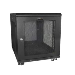 StarTech.com 4 Post 12U Netwerkkast, Vergrendelbare 19" Patchkast voor Computer / AV / IT / Data Apparatuur, Server Rack voor Bureau/Thuis met Wielen & Verstelbare Montagerails