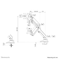 Neomounts DS70-450BL1 Monitorarm 17-42" - gasveer - Topfix - 180°-stop - Afbeelding 21