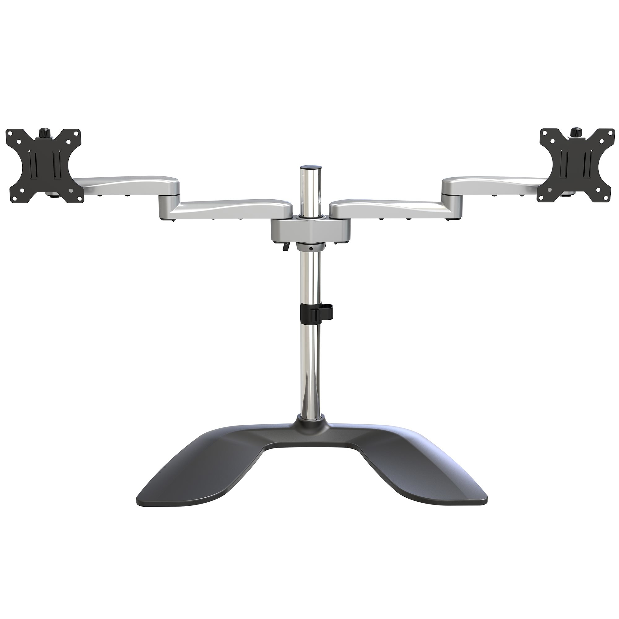 StarTech.com Dual Monitor Stand, Ergonomische Monitorstandaard voor VESA Schermen tot 32" (8kg), Vrijstaande en Scharnierende Universele Monitorsteun/Bureaustandaard, Verstelbare Hoogte, Zilver - Afbeelding 4