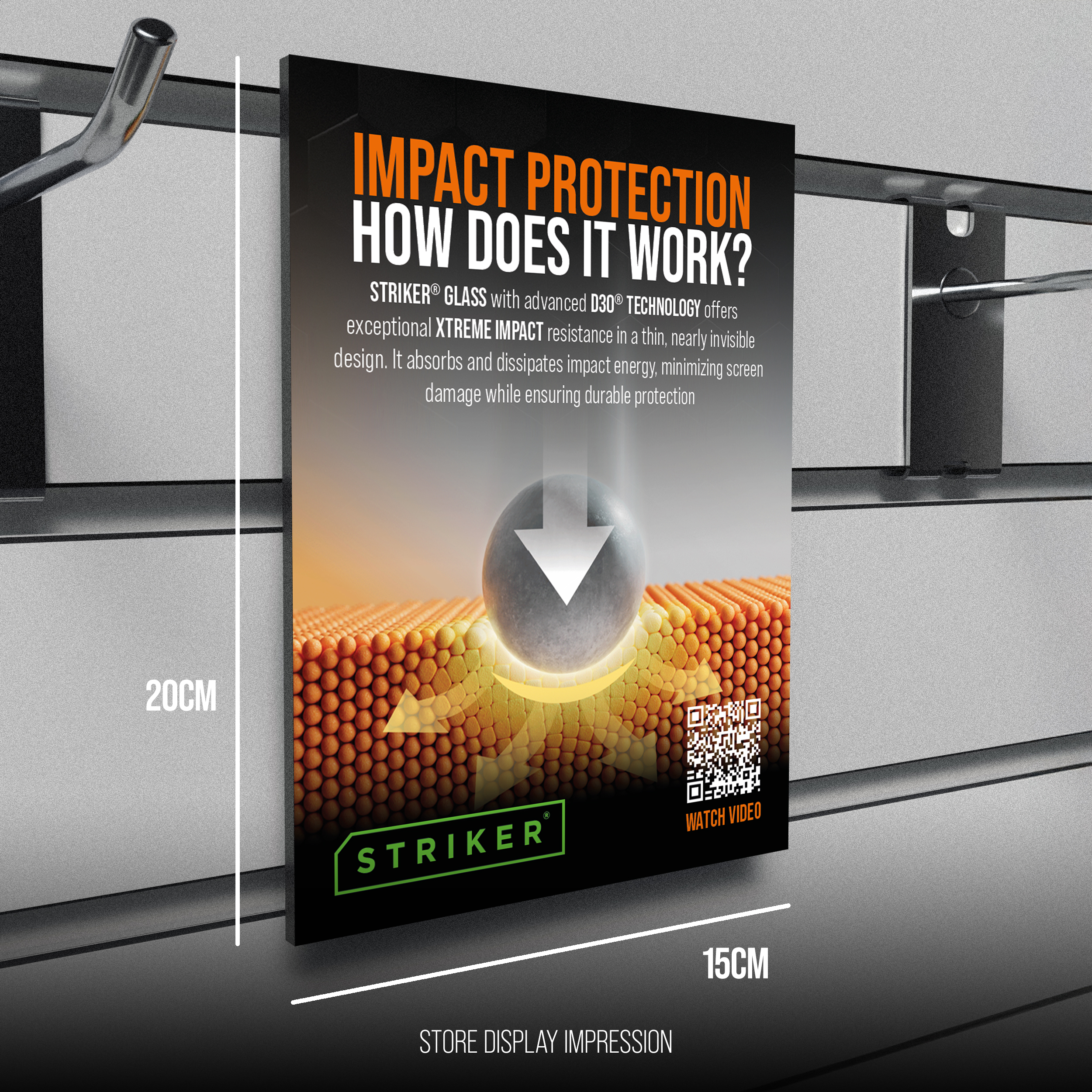 POS - Striker D3O - Forex Single Signing - Double Sided Print - 15x20cm - Impact Protection / Logo's incl. klittenband - Afbeelding 2