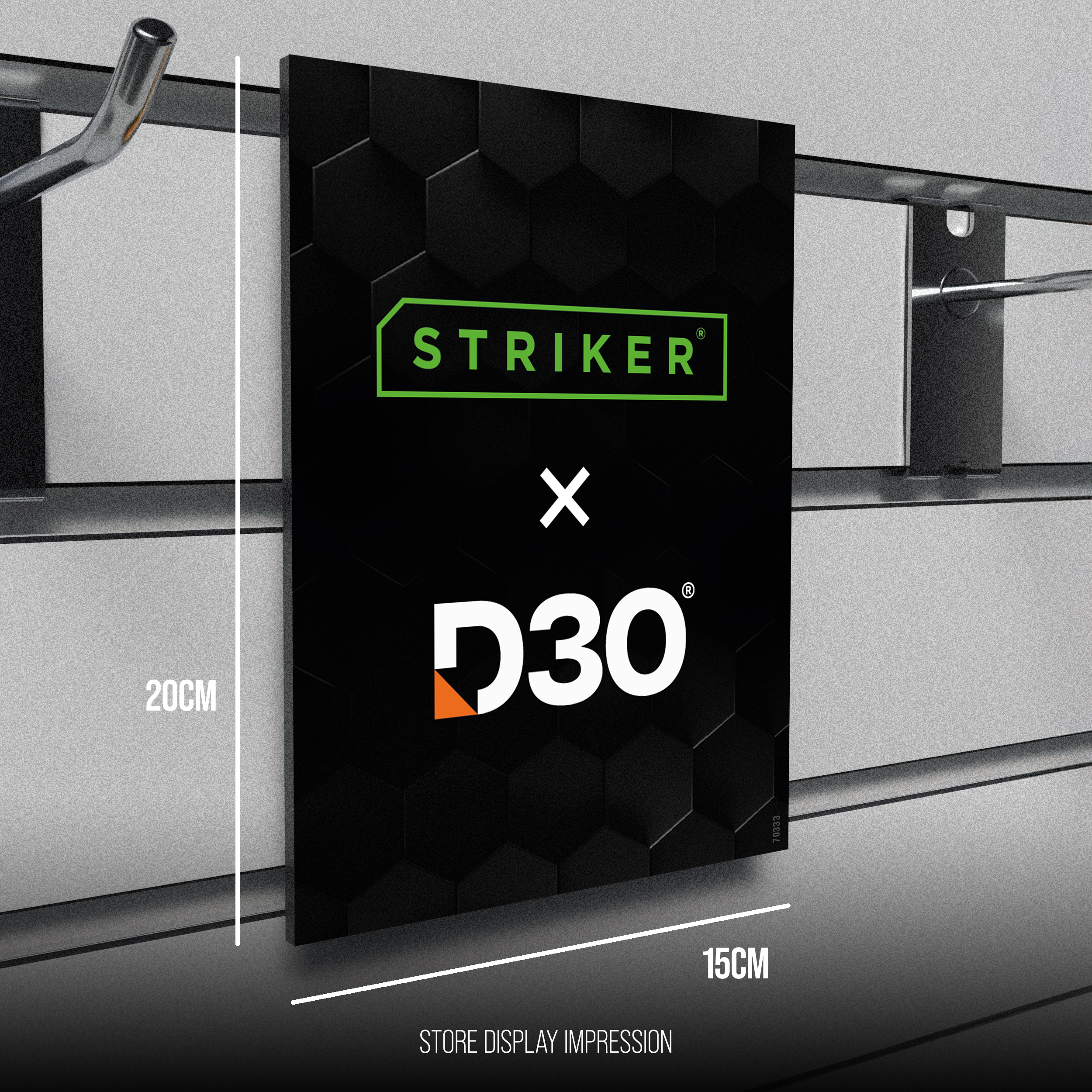 POS - Striker D3O - Forex Single Signing - Double Sided Print - 15x20cm - Impact Protection / Logo's incl. klittenband - Afbeelding 3