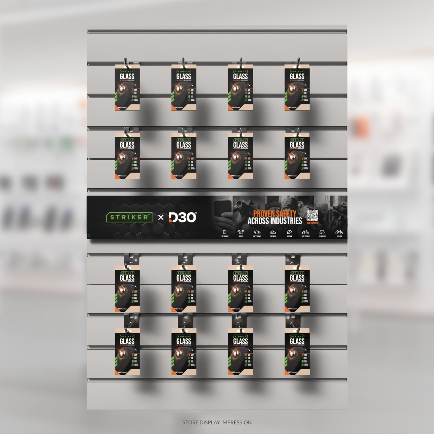 POS - Striker D3O - Forex Horizontal - Double sided print - 120x20cm - Drop Test / Industries incl. klittenband - Afbeelding 3