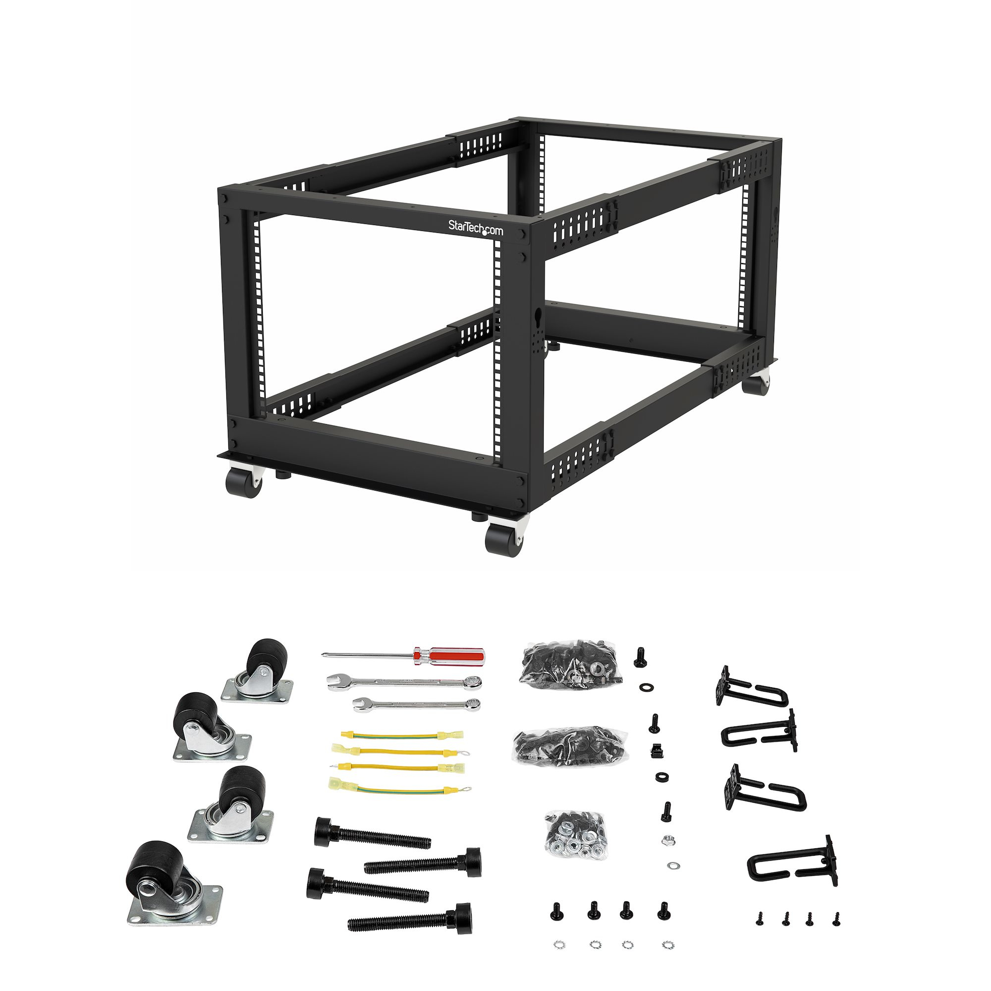 StarTech.com 8U 4-Post Server Rack, 19in Open Frame Rack met 101cm Montagediepte en 544kg Draagkracht, Mobiel of Vrijstaand IT Rack - Afbeelding 7
