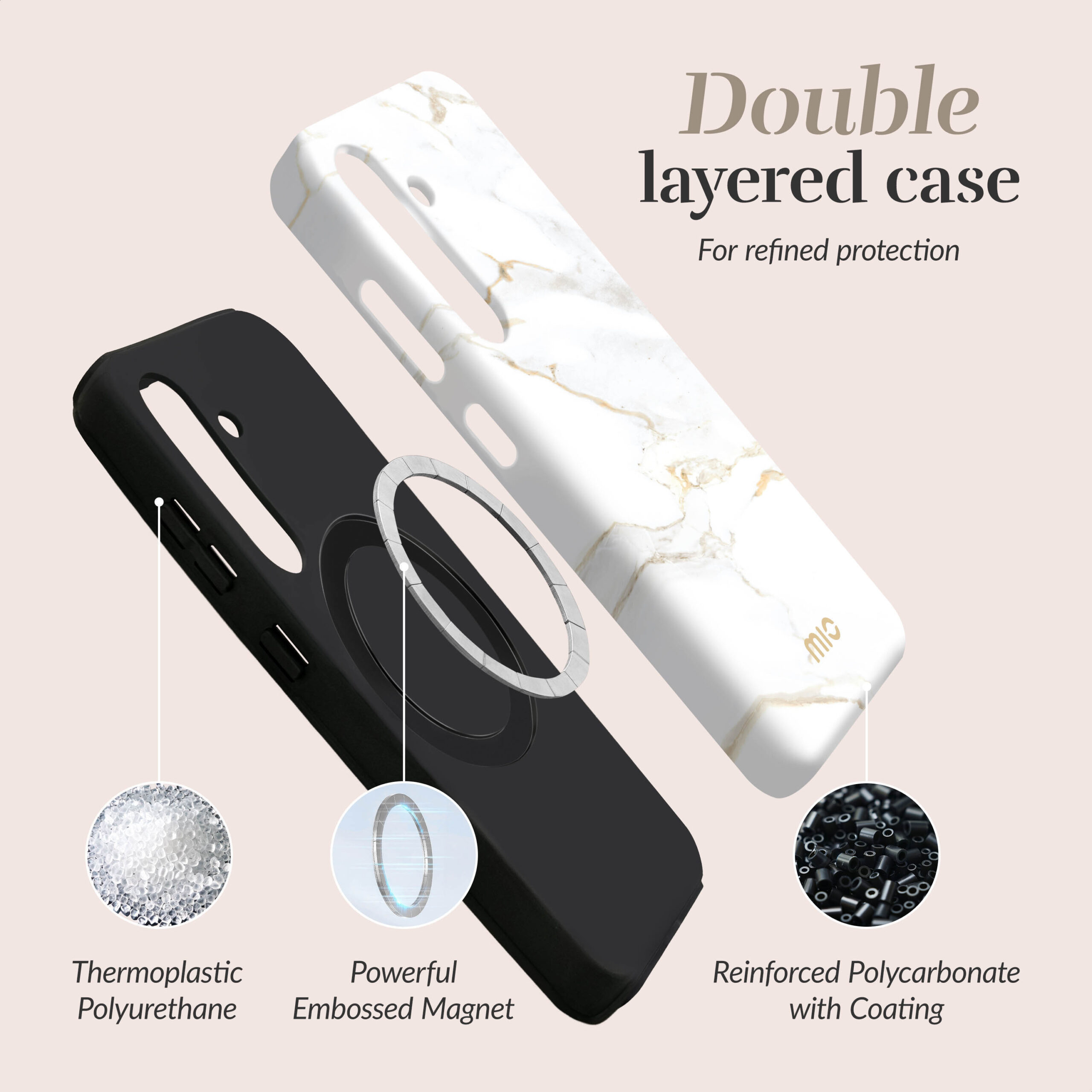 MIO White Marble Magsafe Compatible for Samsung A36 5G/A56 5G - Afbeelding 5