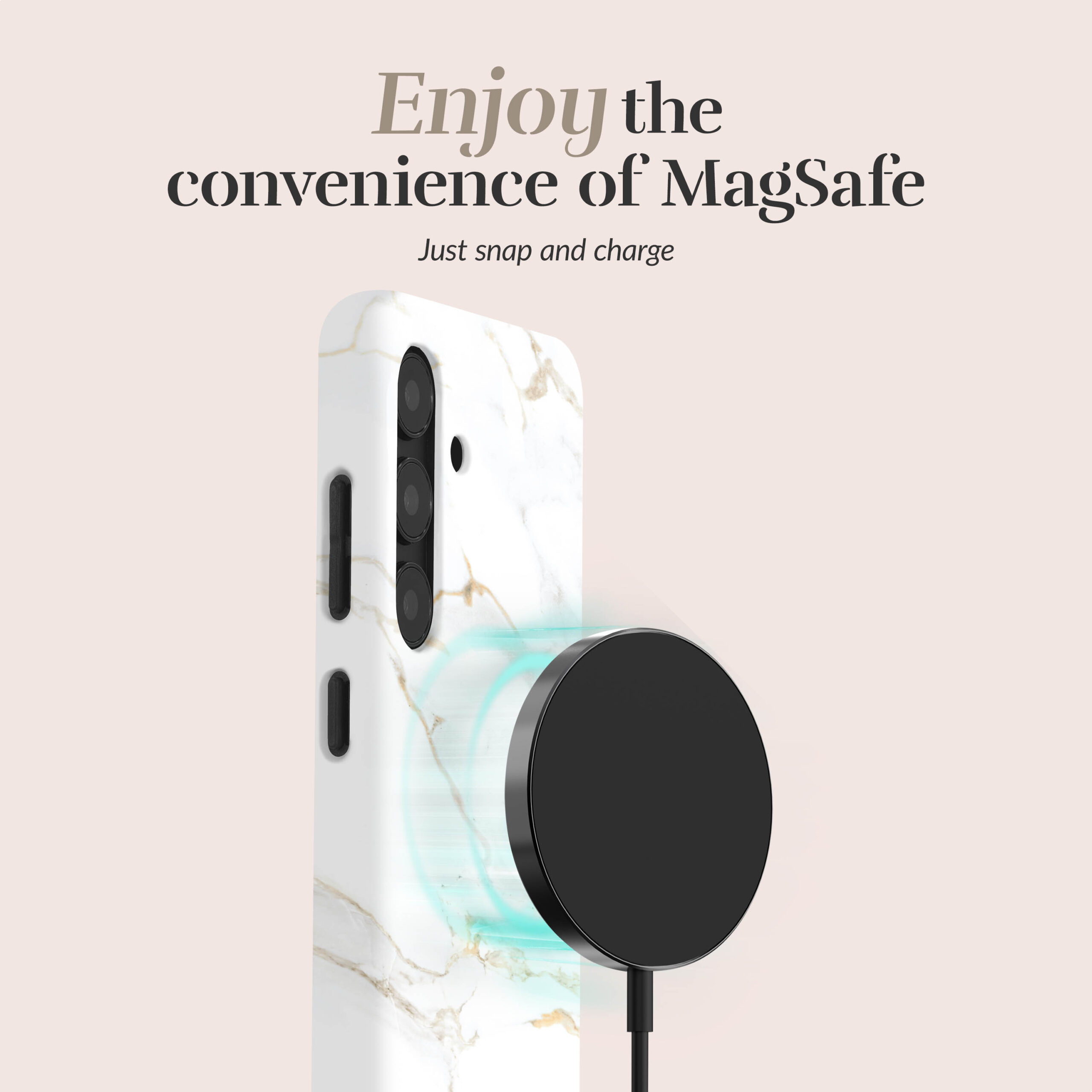 MIO White Marble Magsafe Compatible for Samsung A35 5G - Afbeelding 2