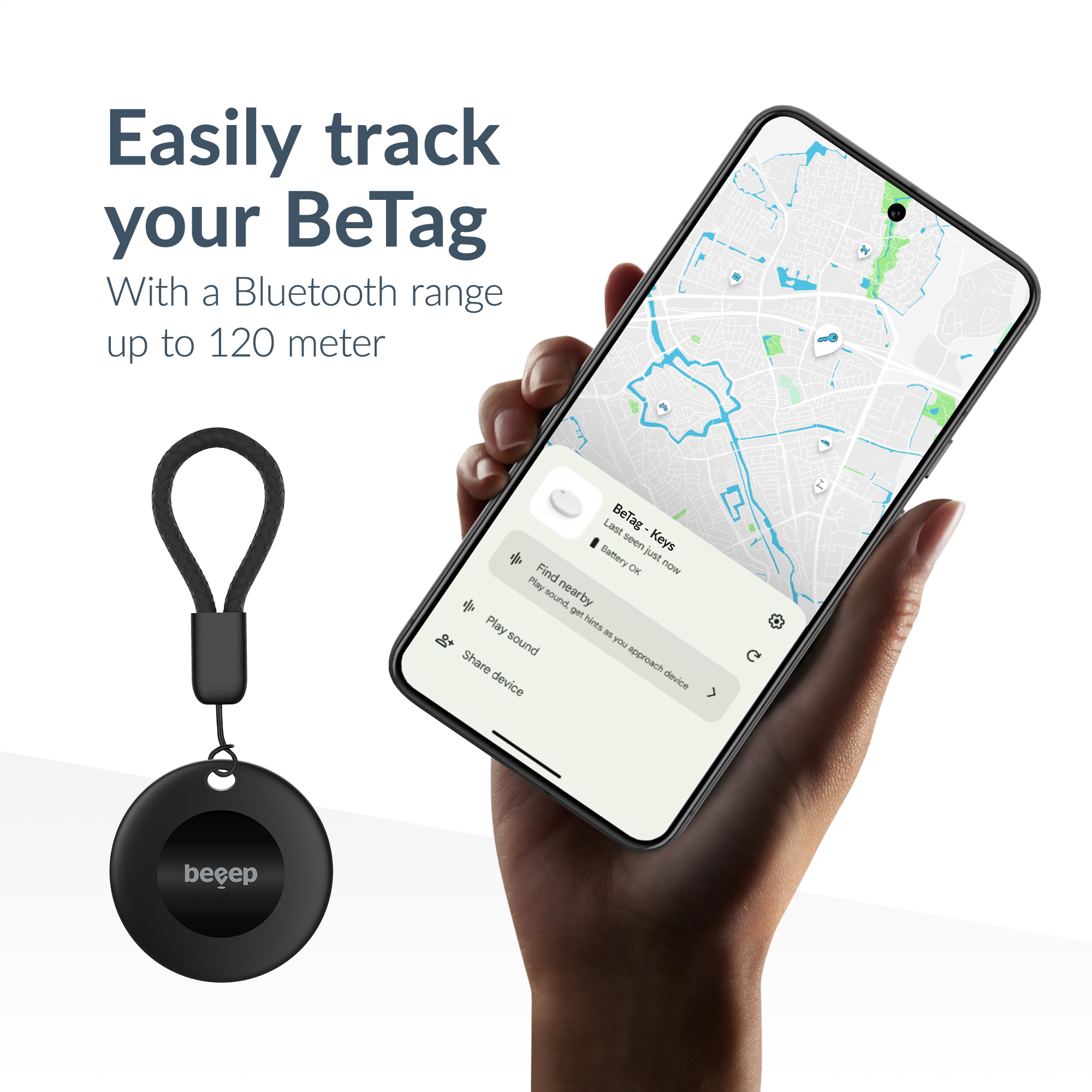 Beeep BeTag Android Tracker Black & Keychain Black - 1 pack - Afbeelding 4