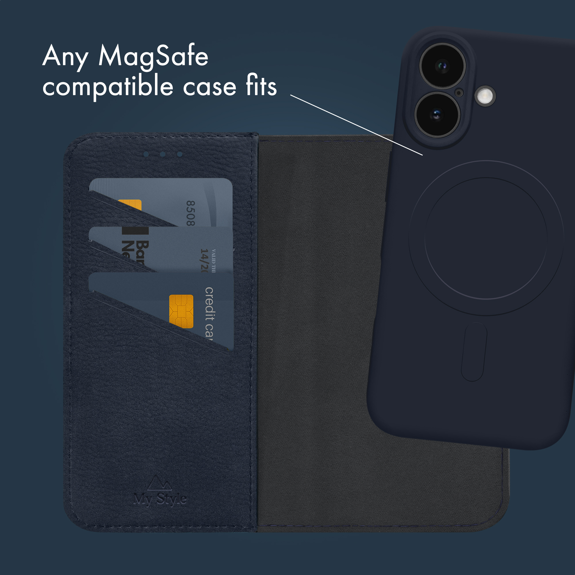 My Style Universal MagSafe Compatible Wallet - Midnight Blue 6.7" (Without Case) - Afbeelding 3