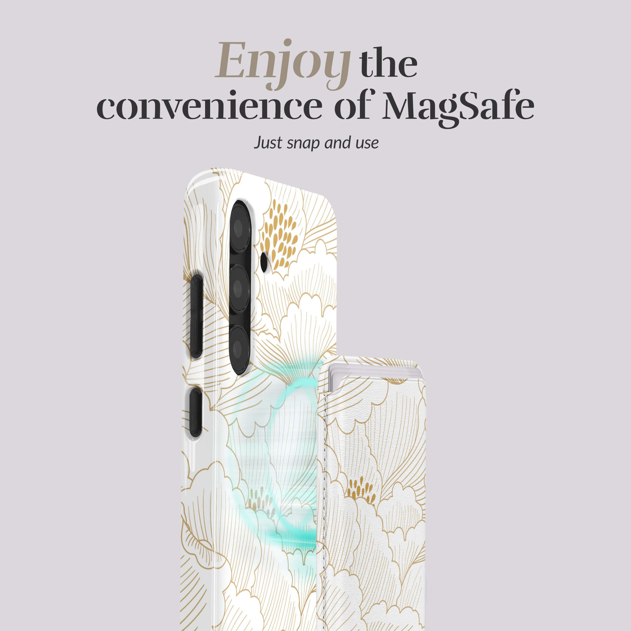 MIO Roses Magsafe Compatible White Card Holder