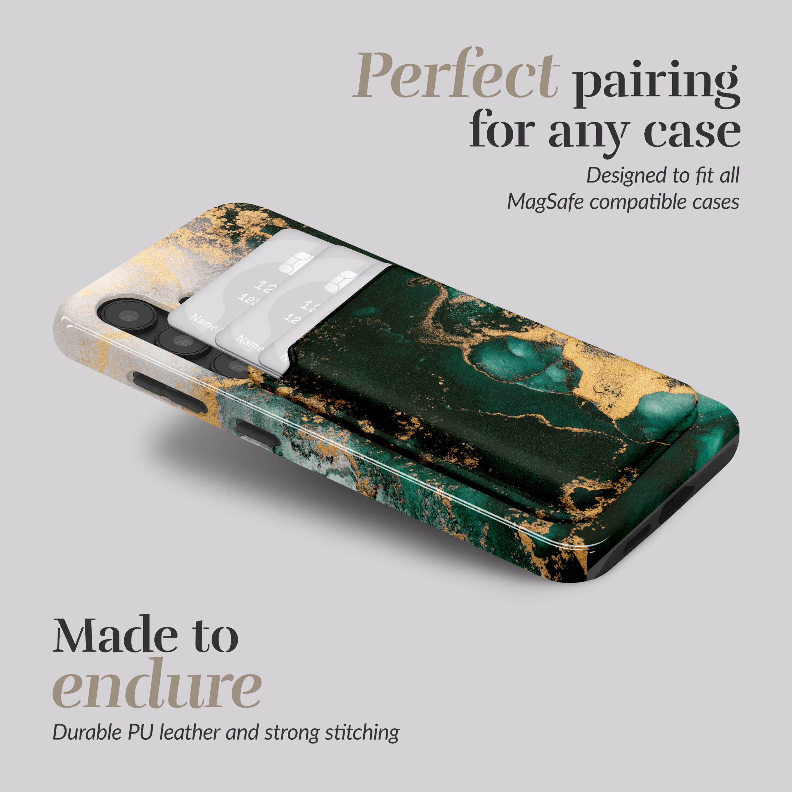 MIO Green Marble Magsafe Compatible Card Holder - Afbeelding 2