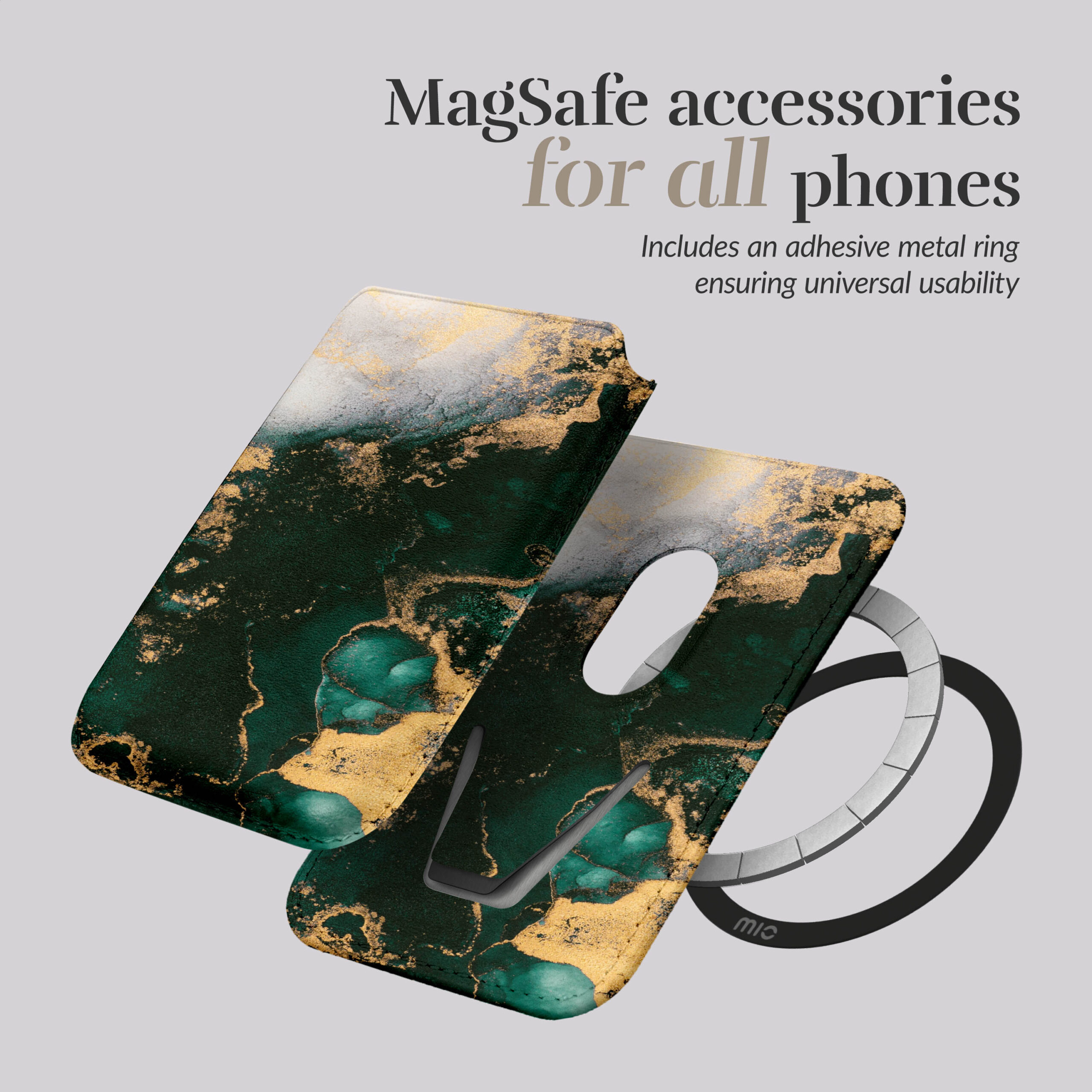 MIO Green Marble Magsafe Compatible Card Holder - Afbeelding 4