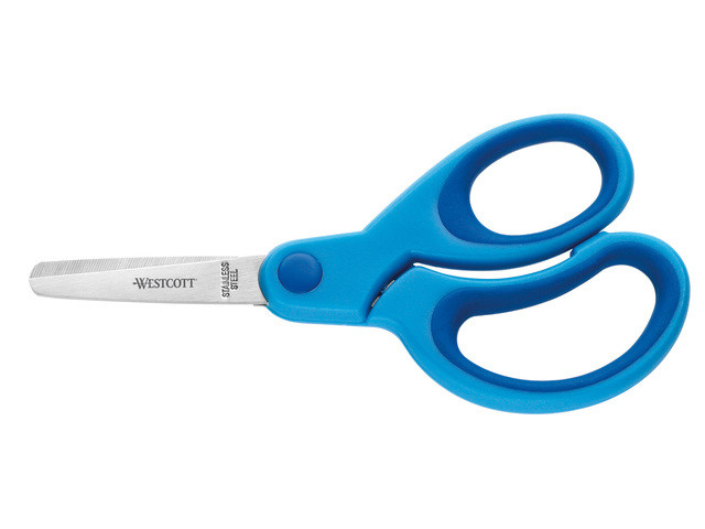 Schaar Westcott Kids 13cm Softgrip Ronde Punt Blauw