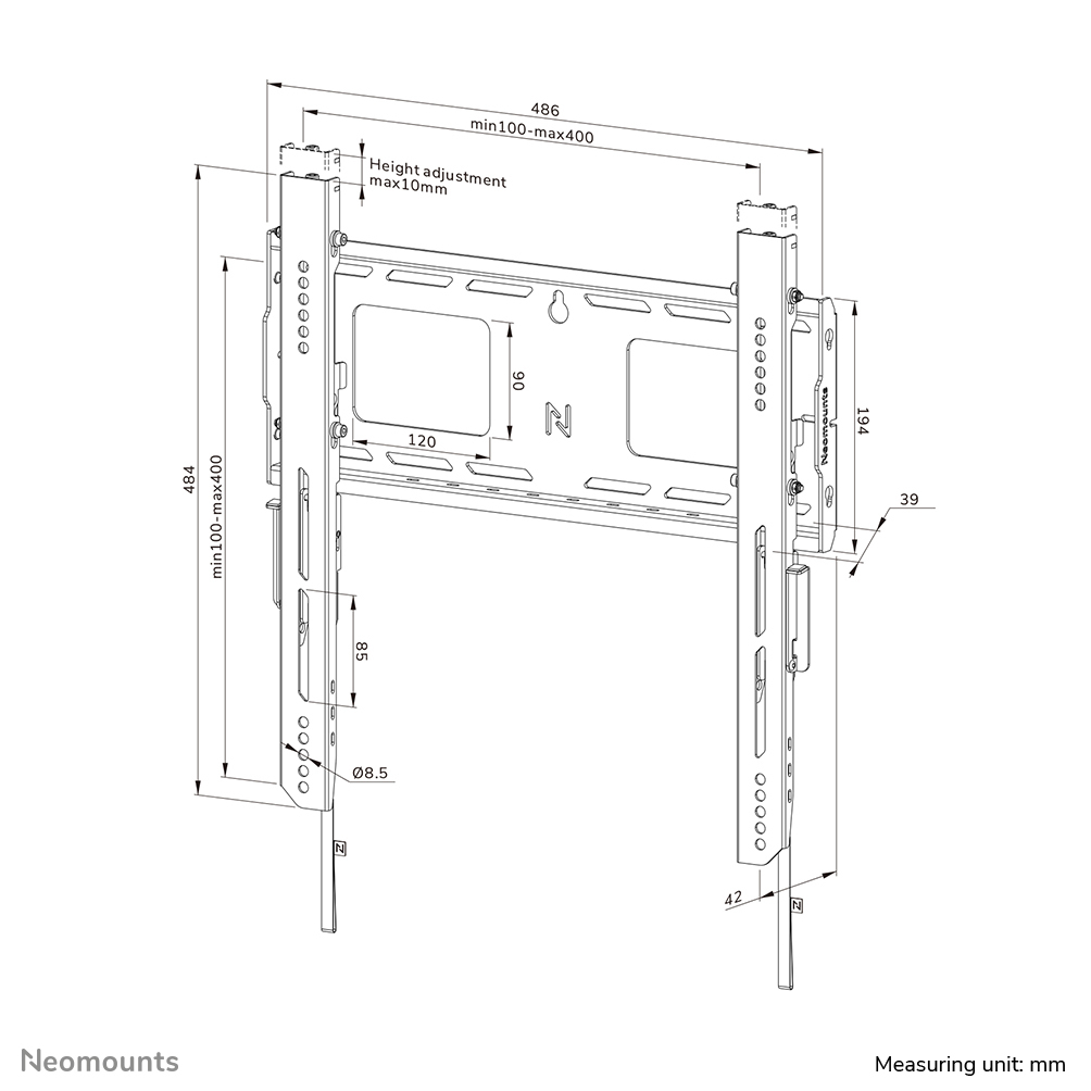 Neomounts WL30-750BL14 Heavy duty muurbeugel 42-75" - vlak - vergrendelbaar - snelle installatie - TÜV - Afbeelding 18