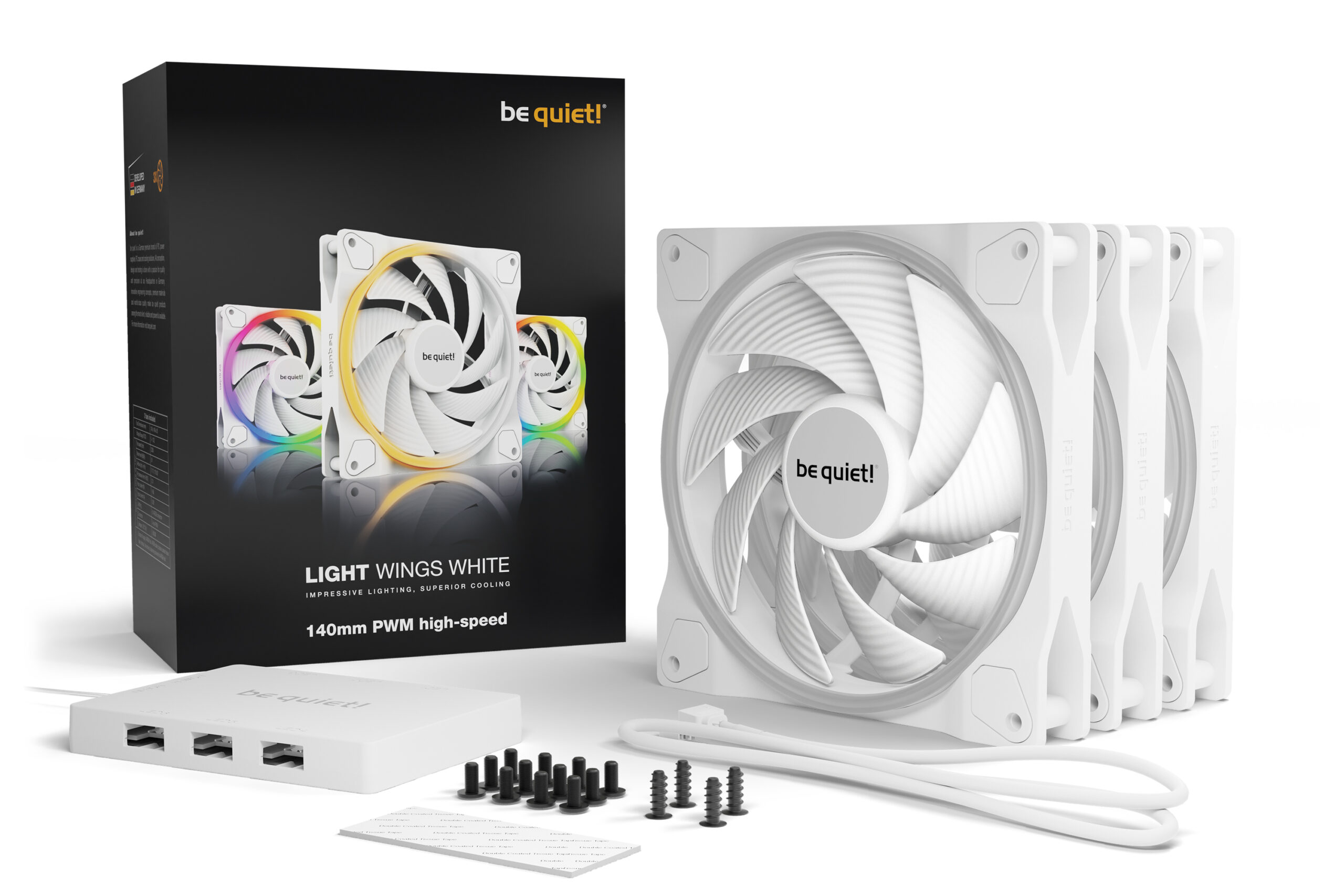 be quiet! Light Wings White | 140mm PWM high-speed Triple-Pack Computer behuizing Ventilator 14 cm Wit 3 stuk(s) - Afbeelding 6