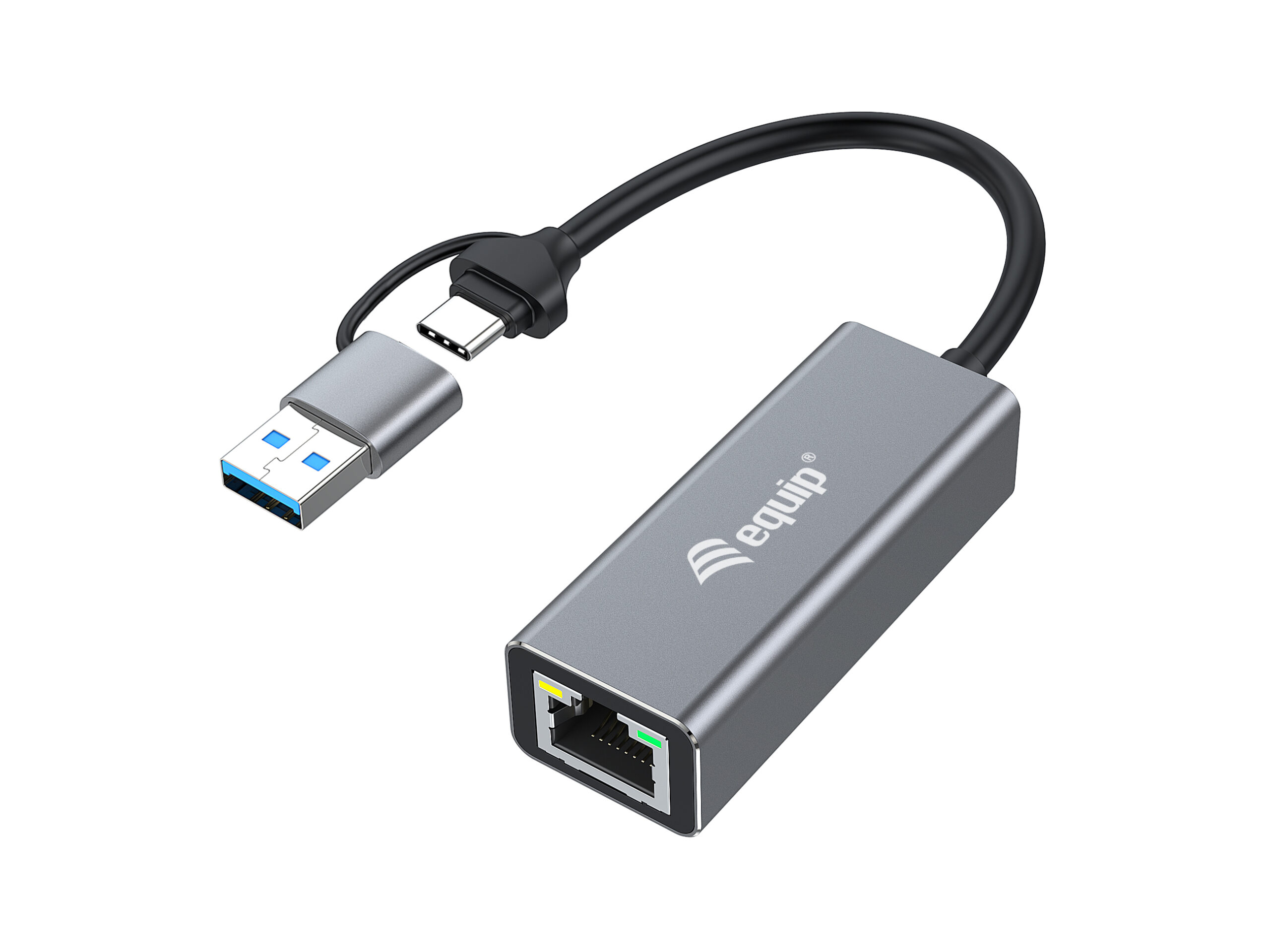 Equip USB-C naar 2,5 Gigabit Ethernet Netwerk (USB-C+A) Adapter - Afbeelding 2