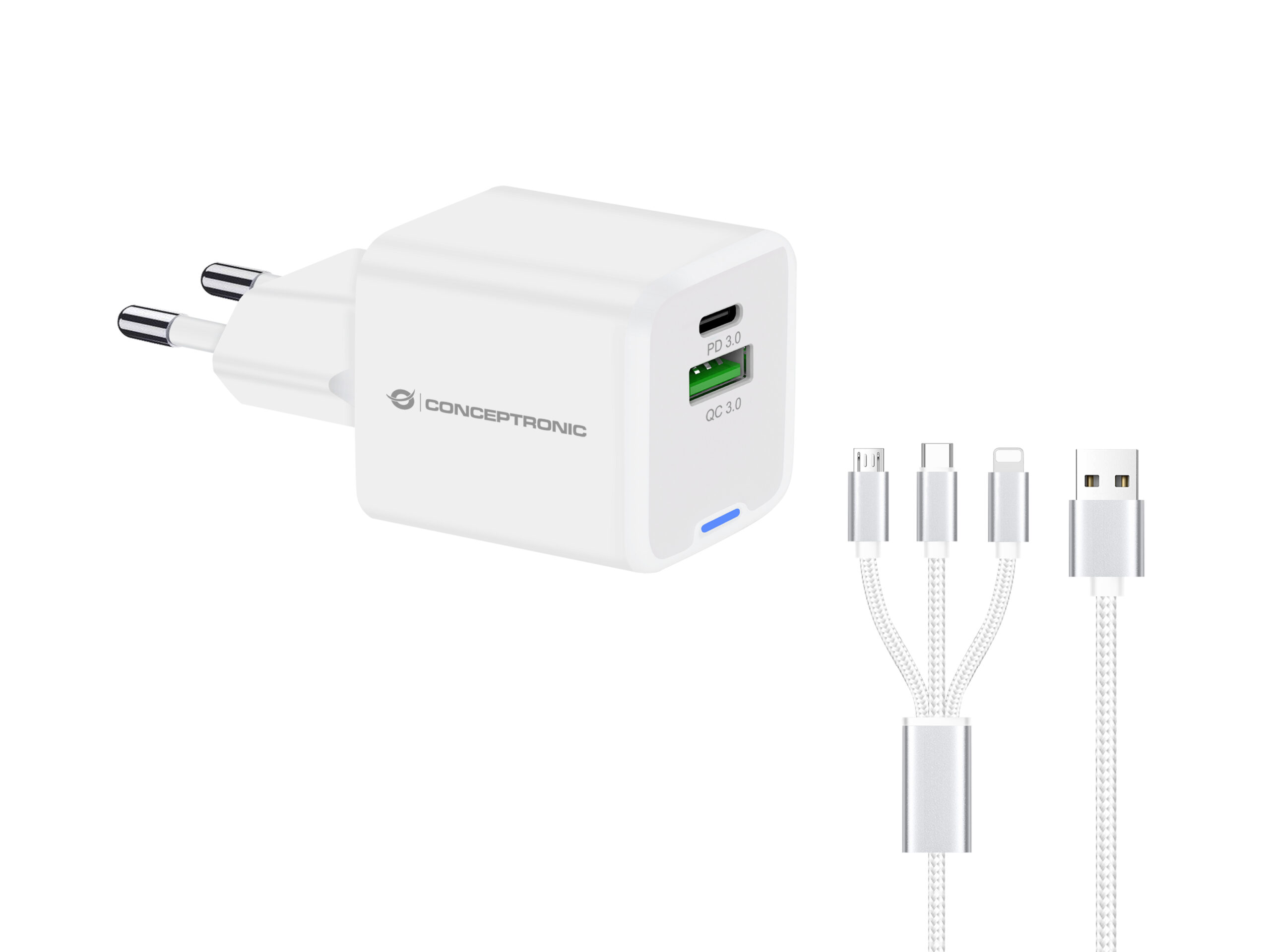 Conceptronic ALTHEA16W oplader voor mobiele apparatuur Universeel Wit AC Snel opladen Binnen